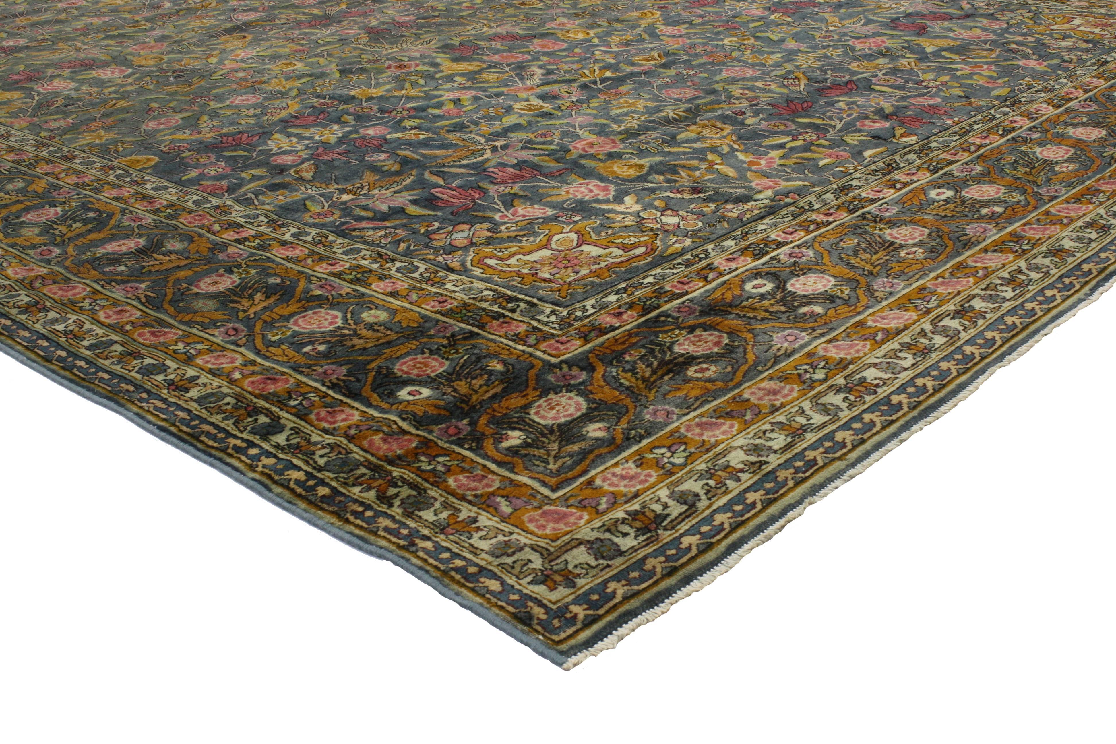 Hand-Knotted Antique Indian Agra Palace Size Rug with Rococo Regency Style For Sale
