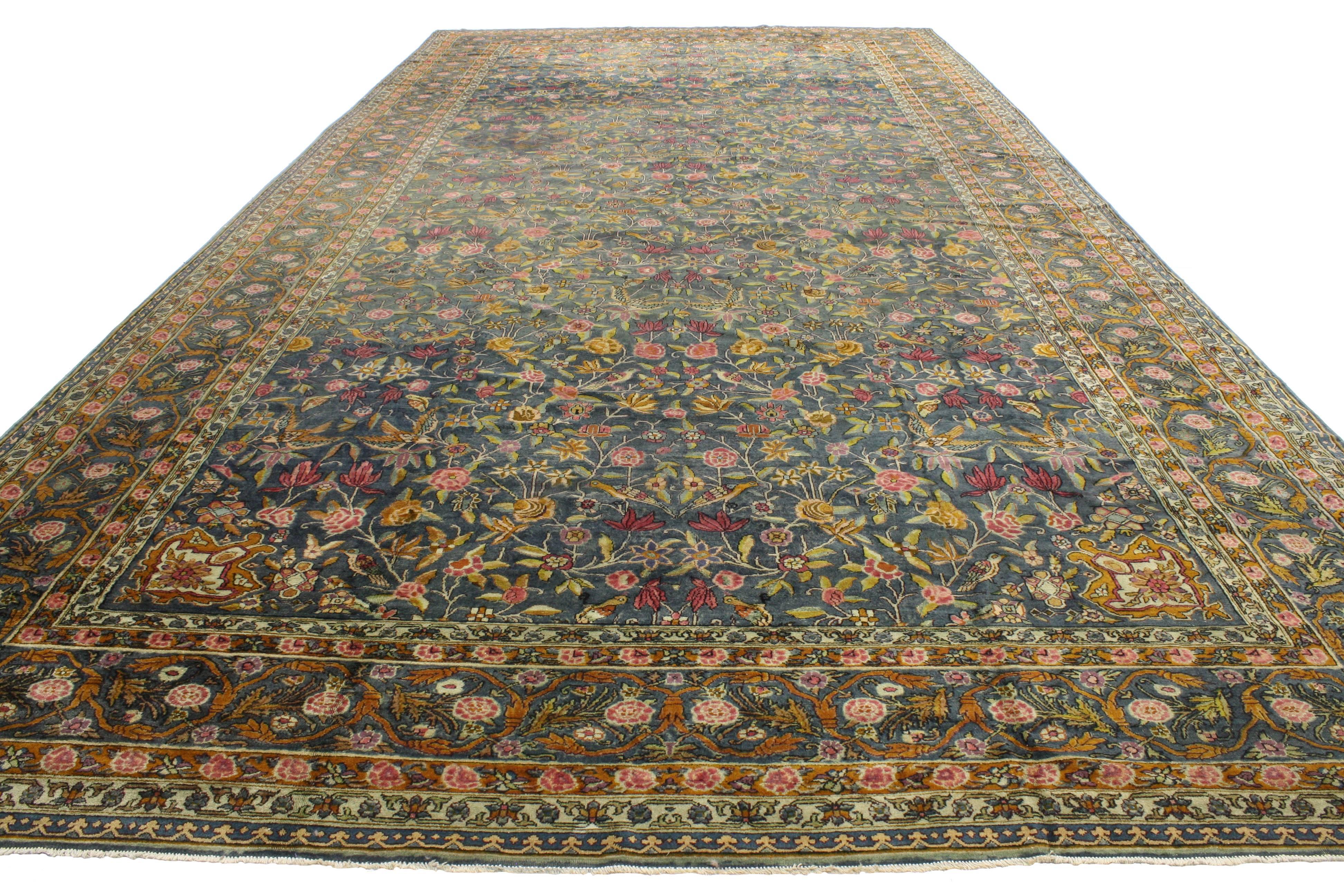 Antique Indian Agra Palace Size Rug with Rococo Regency Style In Good Condition For Sale In Dallas, TX