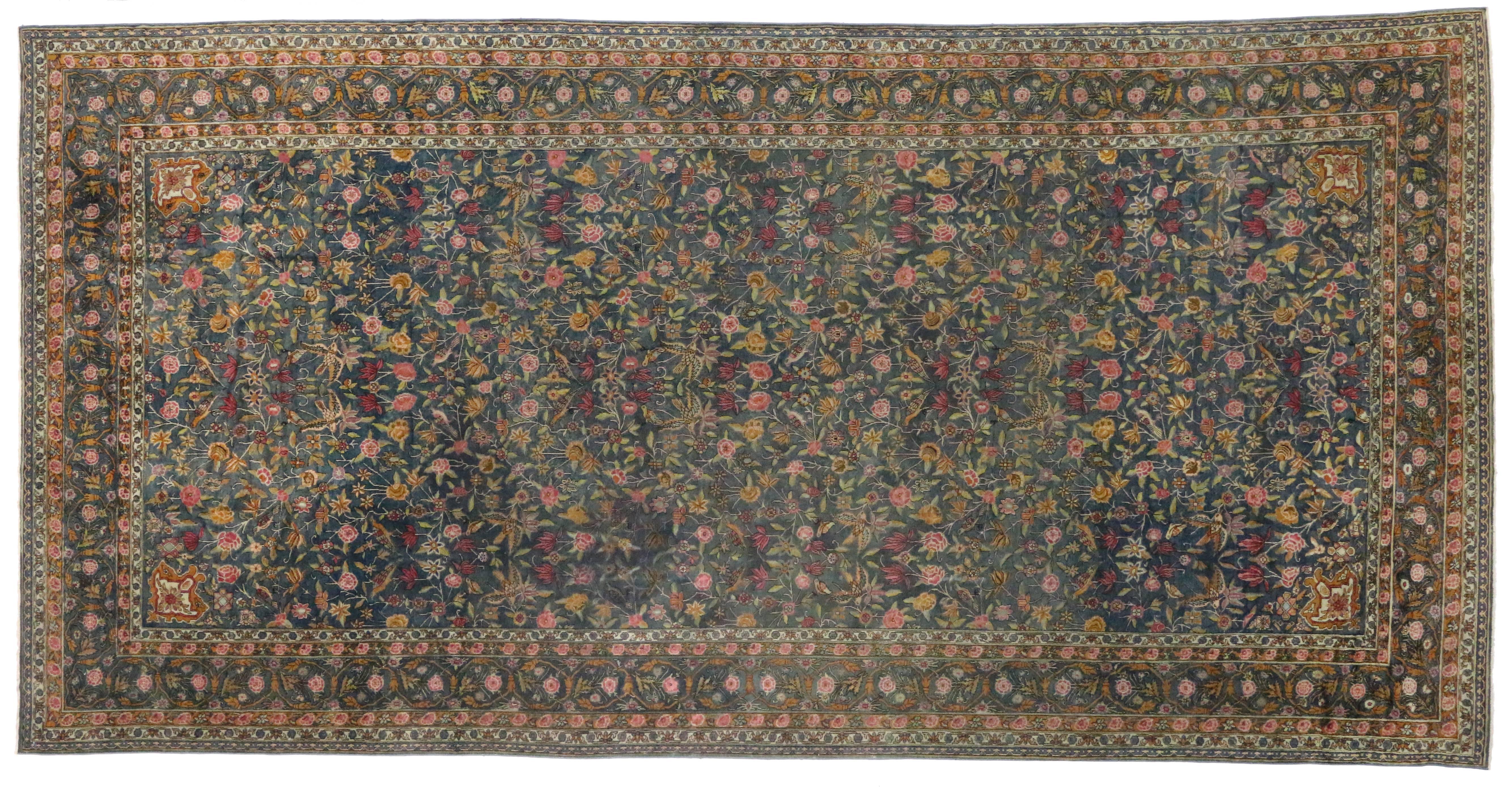Antique Indian Agra Palace Size Rug with Rococo Regency Style For Sale 1
