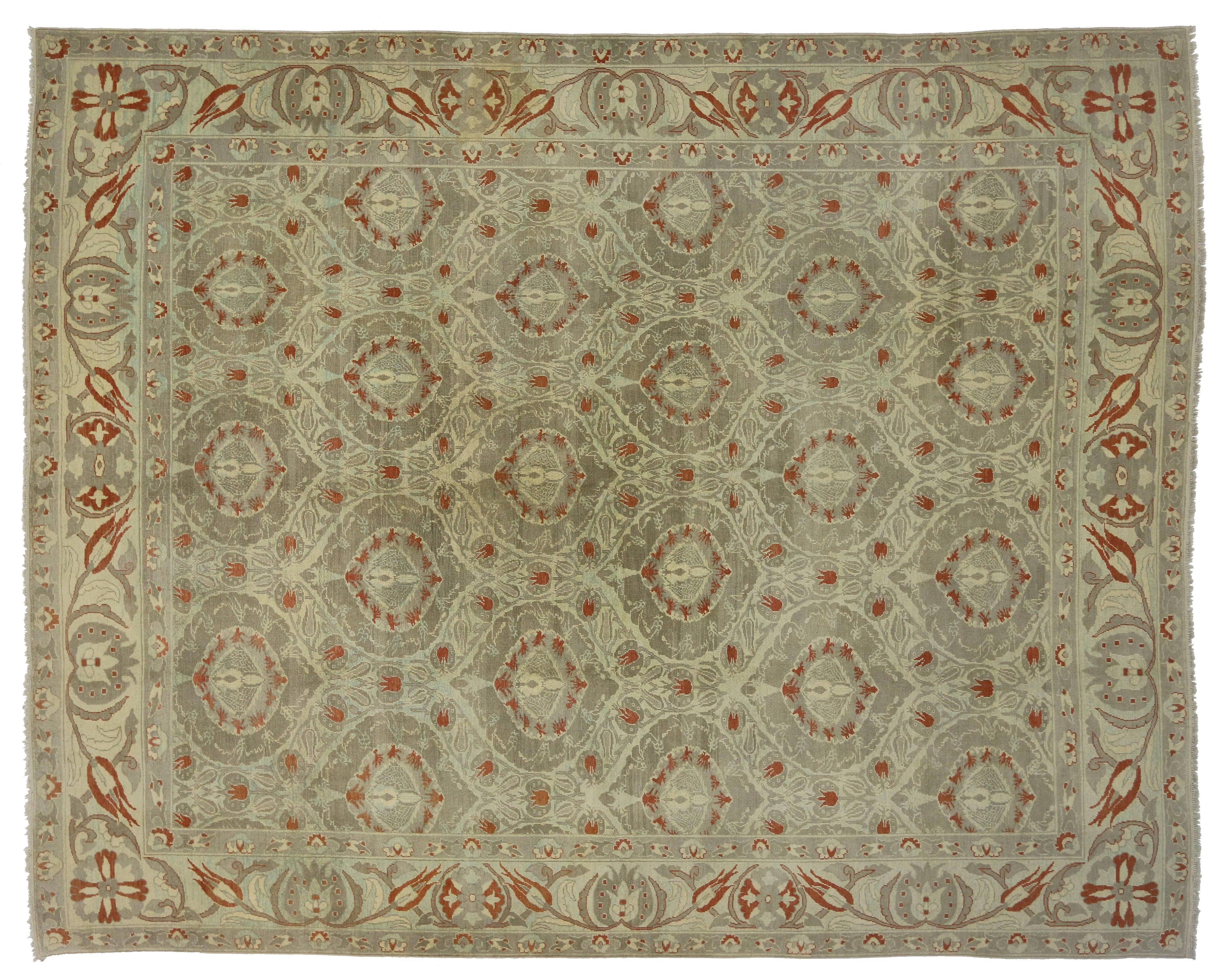 New Turkish Oushak Rug with Arts & Crafts Style Inspired by William Morris In New Condition In Dallas, TX