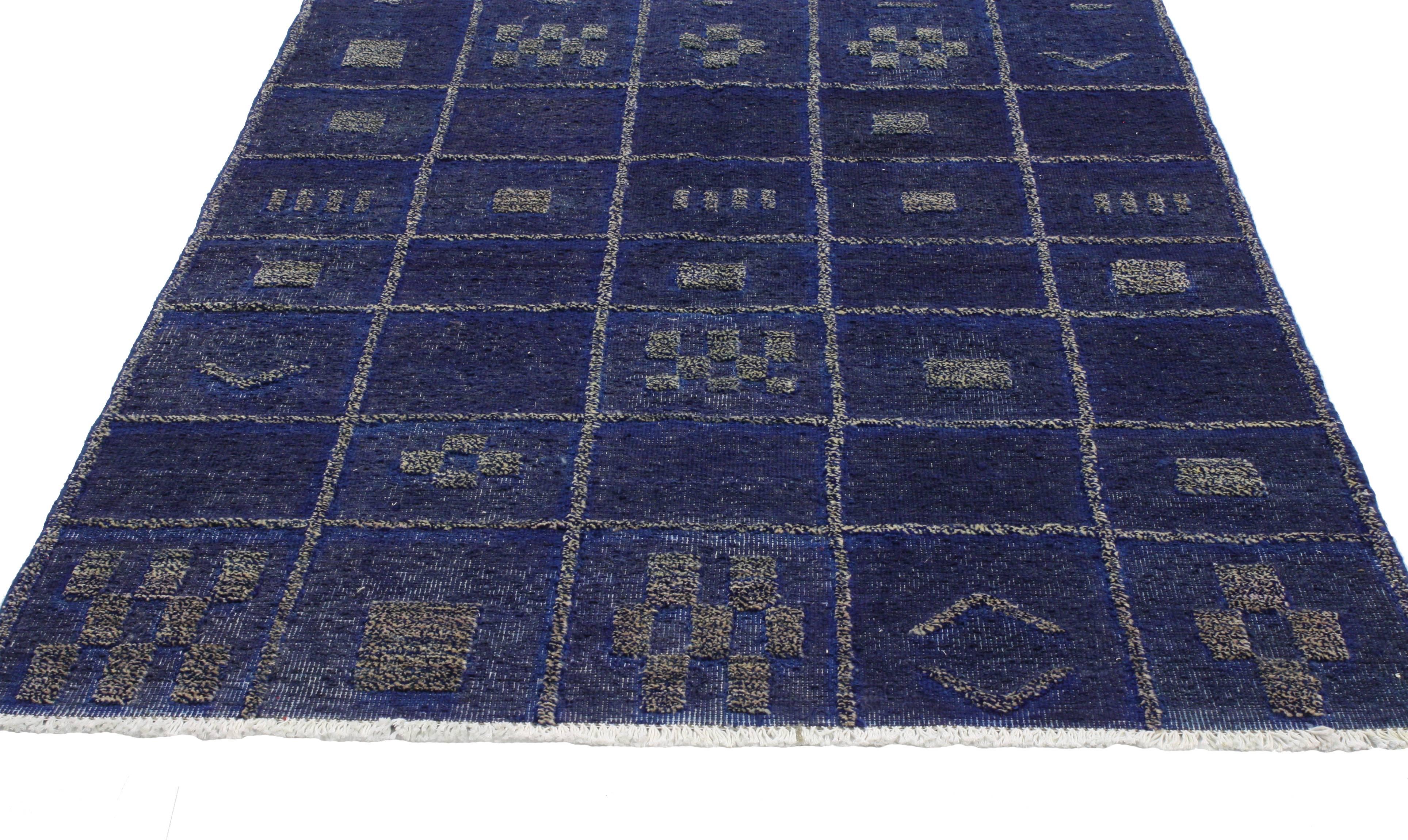 Pakistani High and Low Texture Moroccan Rug with Modern Tribal Style