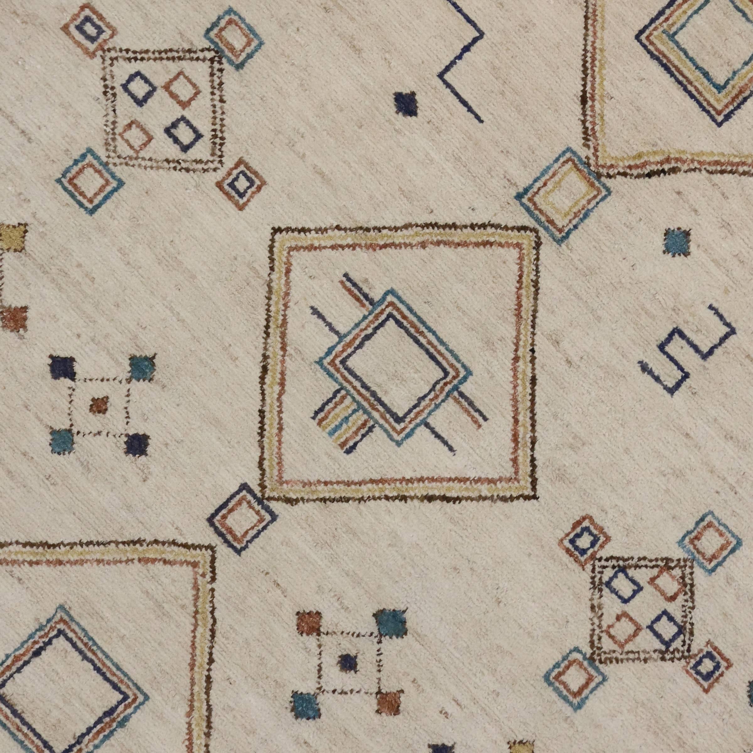 Pakistani Contemporary Moroccan Style Area Rug with Modern Tribal Design