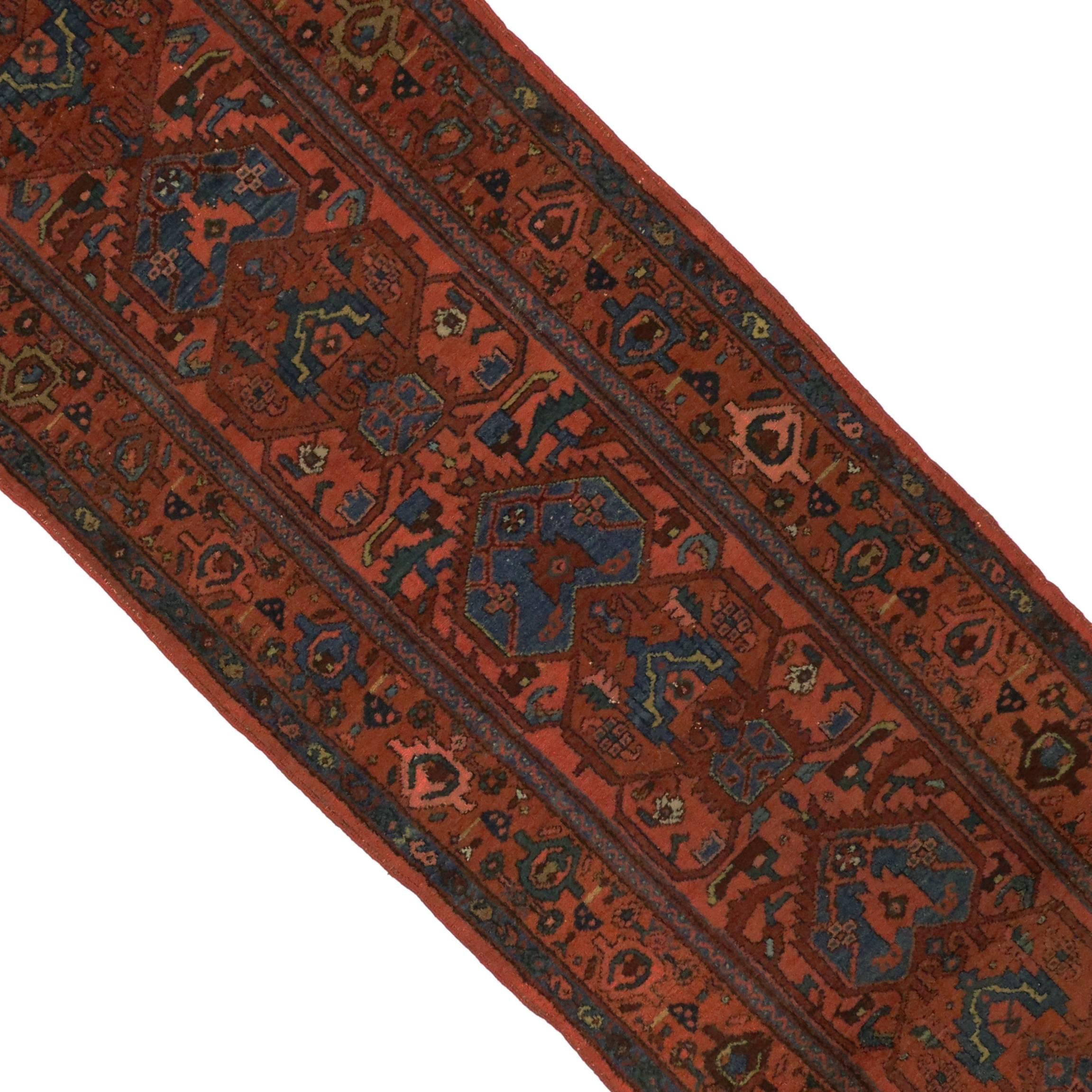 20th Century Antique Persian Heriz Runner with Modern Tribal Style