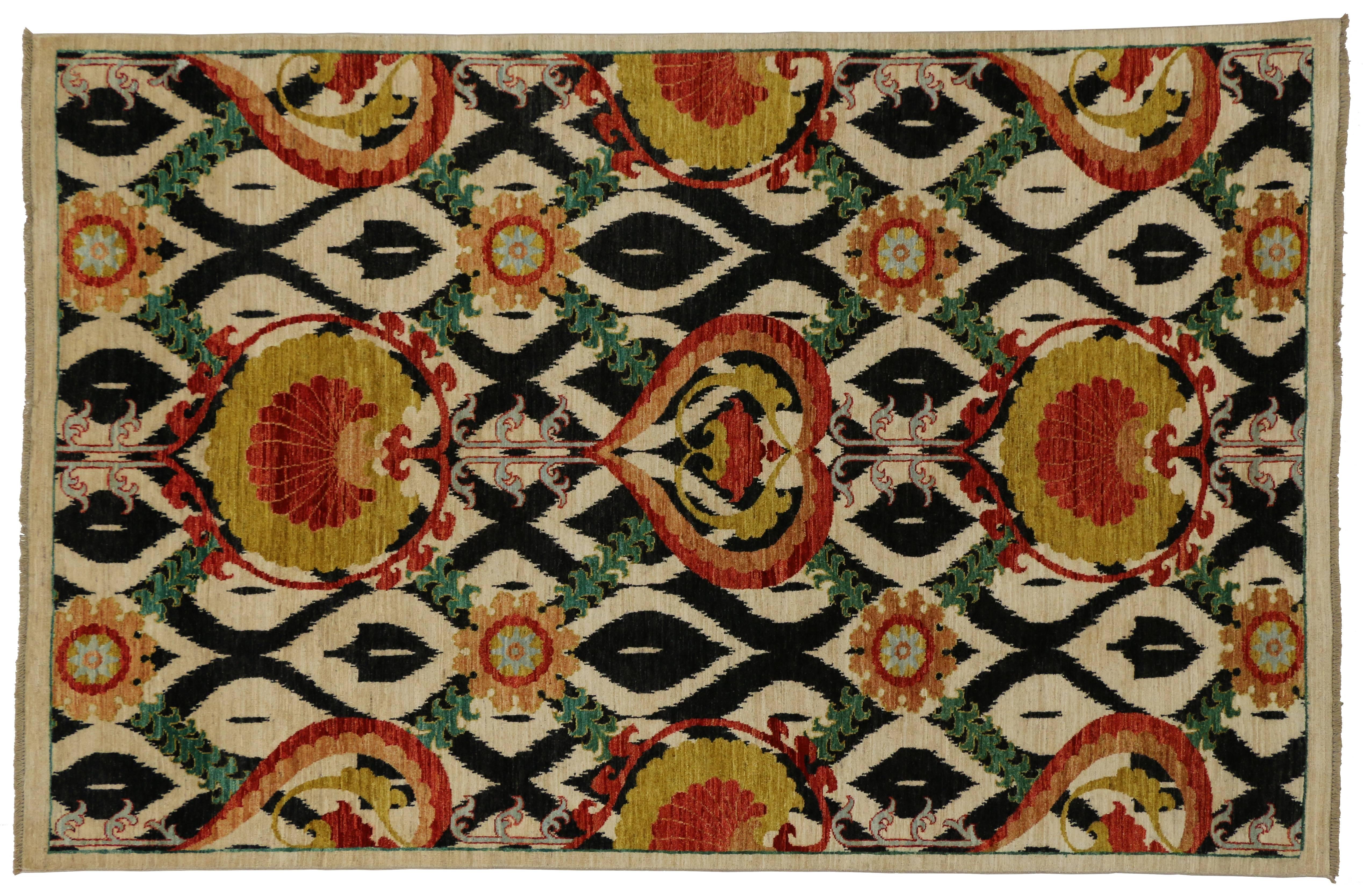 Pakistani New Transitional Area Rug with Modern Style