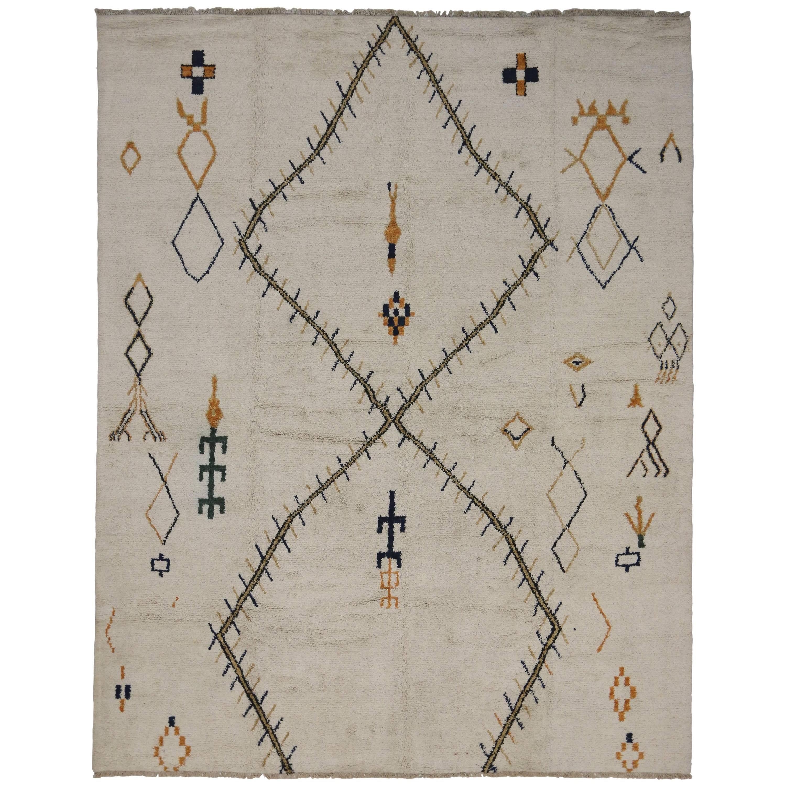 Contemporary Moroccan Style Rug with Tribal Design