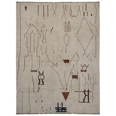 Contemporary Moroccan Rug with Brutalist Design and Tribal Motifs
