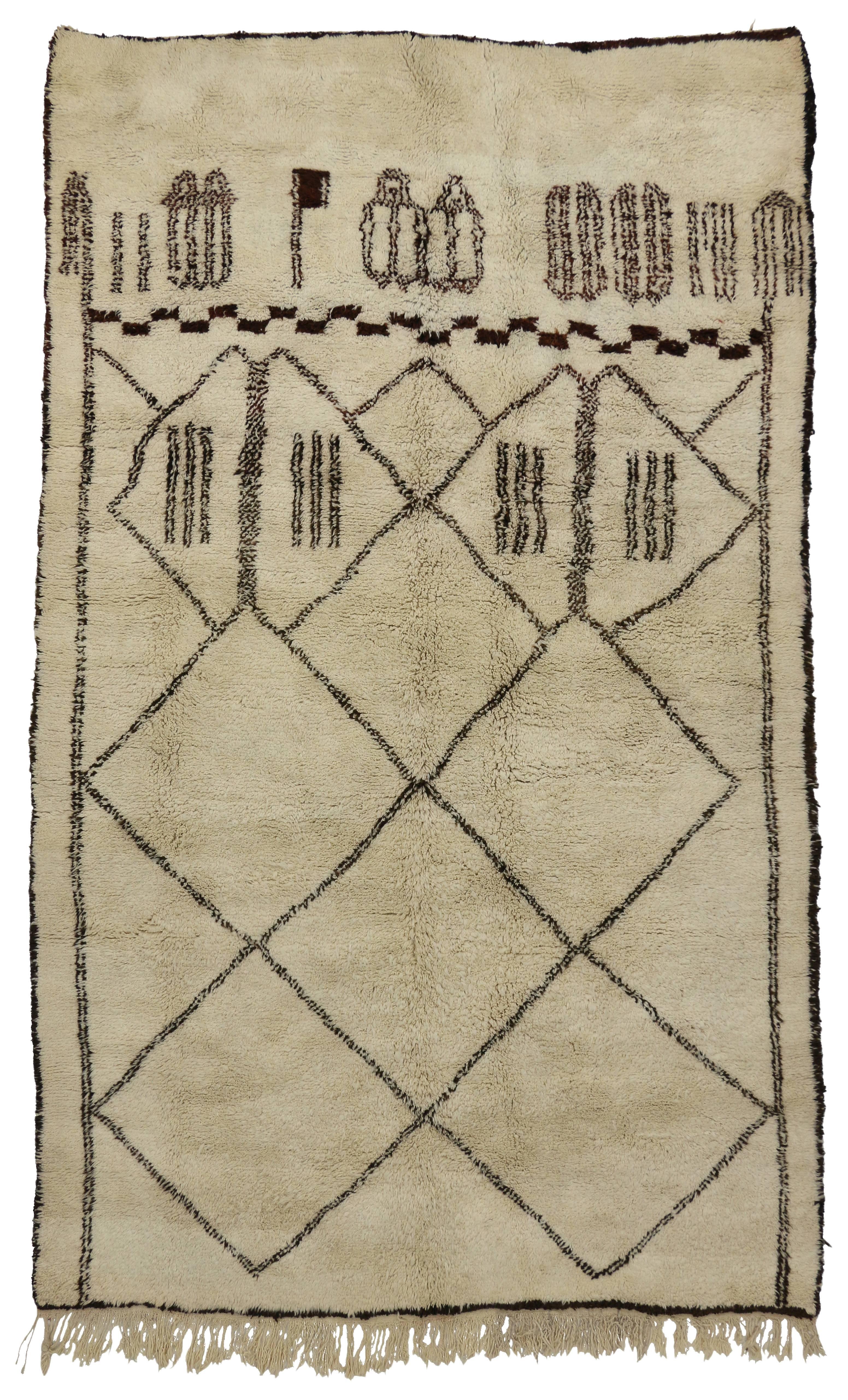 Contemporary Berber Moroccan Rug with Modern Style and Bauhaus Design 1