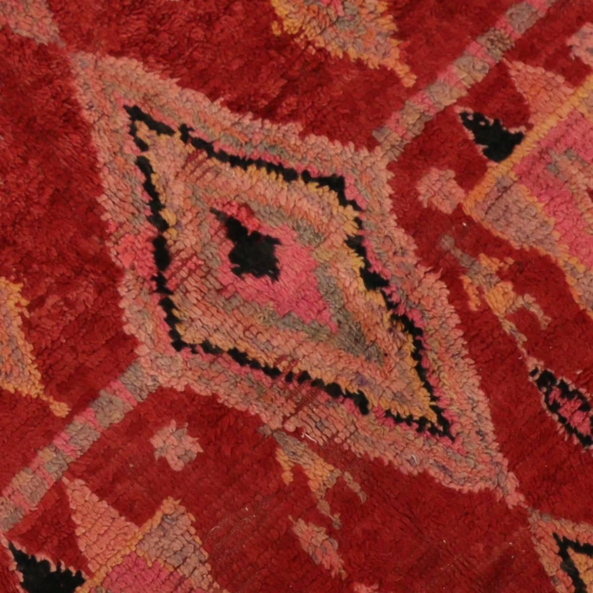 20th Century Vintage Berber Red Moroccan Rug with Modern Tribal Design and Star of Solomon