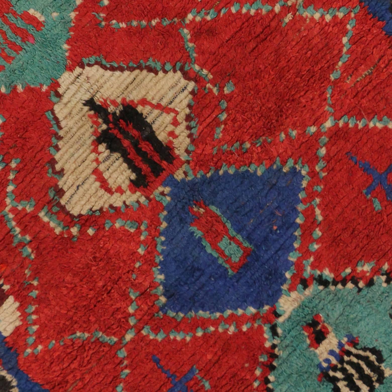 Wool Vintage Berber Moroccan Rug with Tribal Style, Shag Hallway Runner
