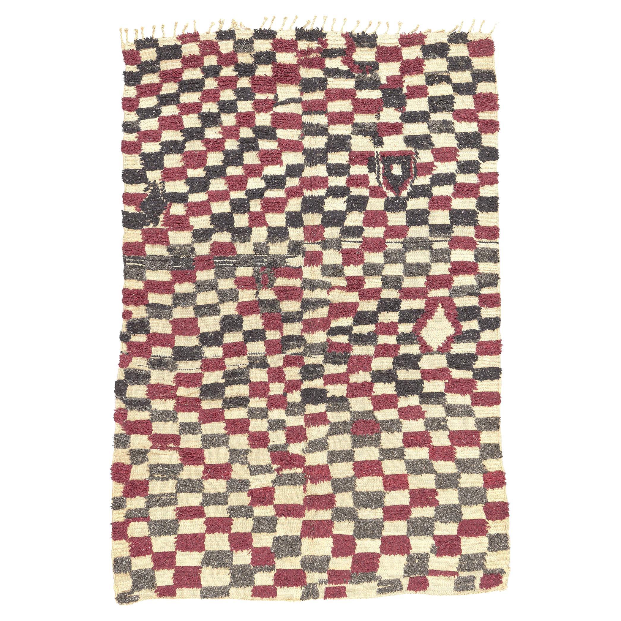 Vintage Rehamna Moroccan Rug, Tribal Enchantment Meets Midcentury Modern