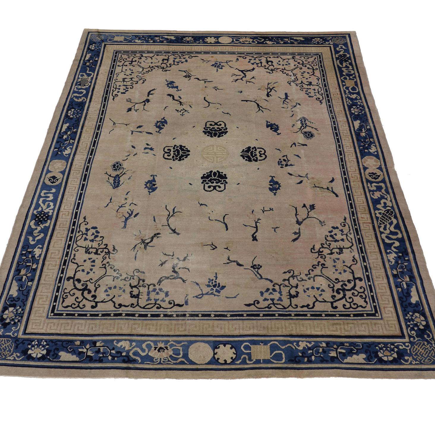 Antique Chinese Peking Rug with Chinoiserie Style For Sale at 1stdibs