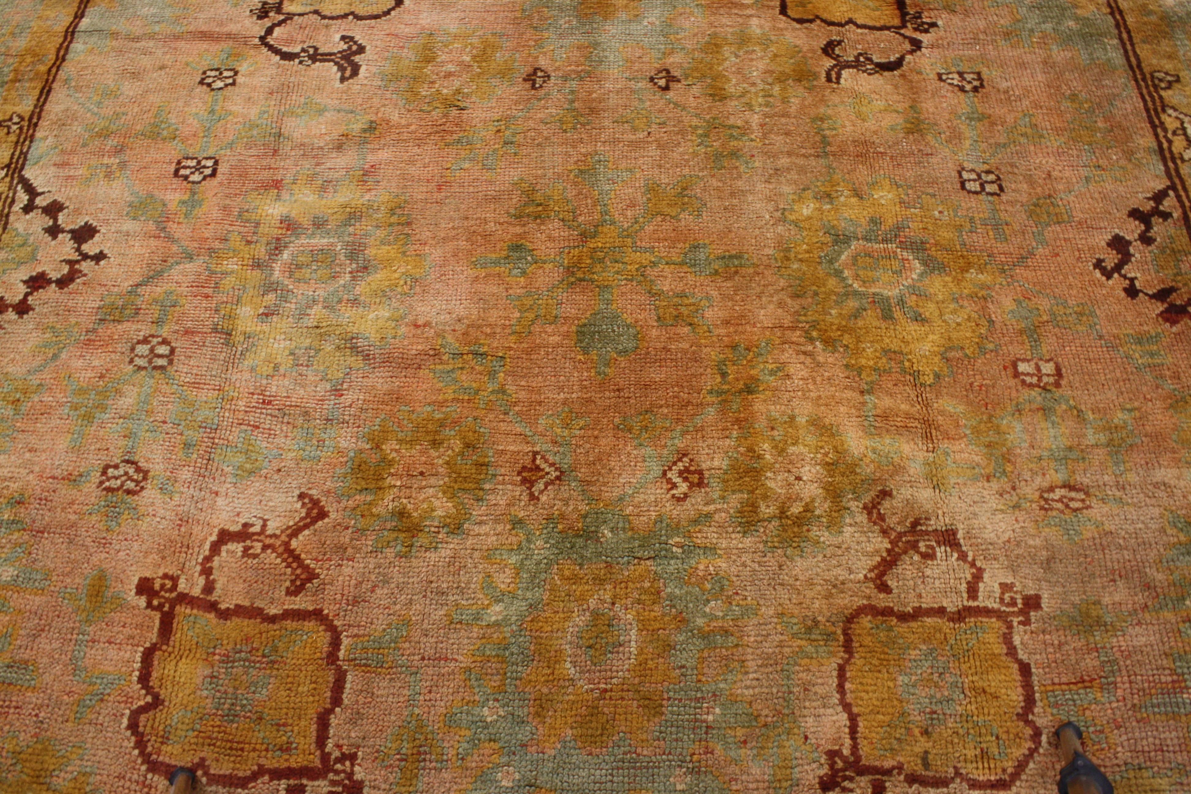 Wool Antique Turkish Oushak Area Rug with French Provincial and Louis XIV Style For Sale