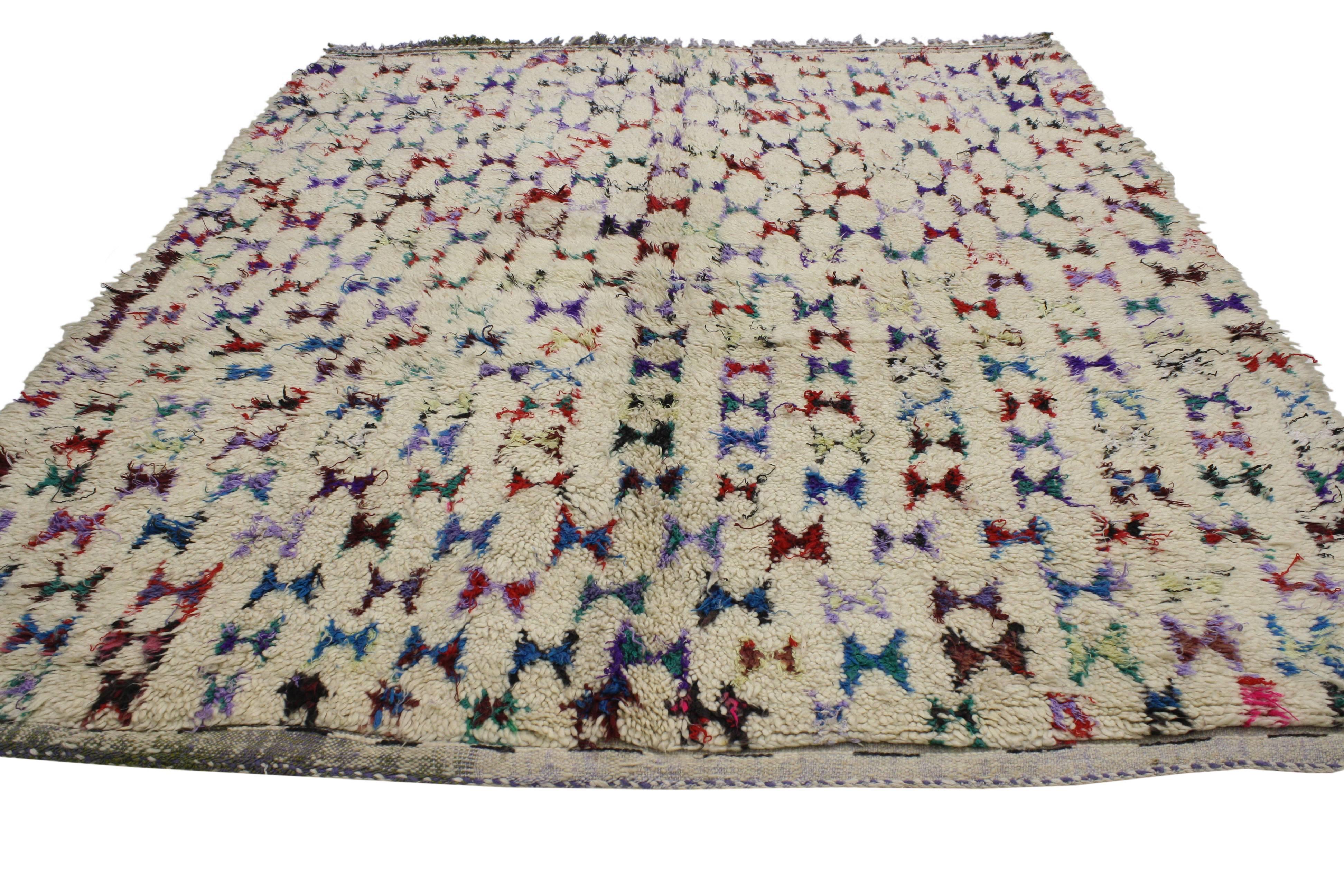 Tribal Vintage Berber Moroccan Azilal Rug with Post-Modern Memphis Style
