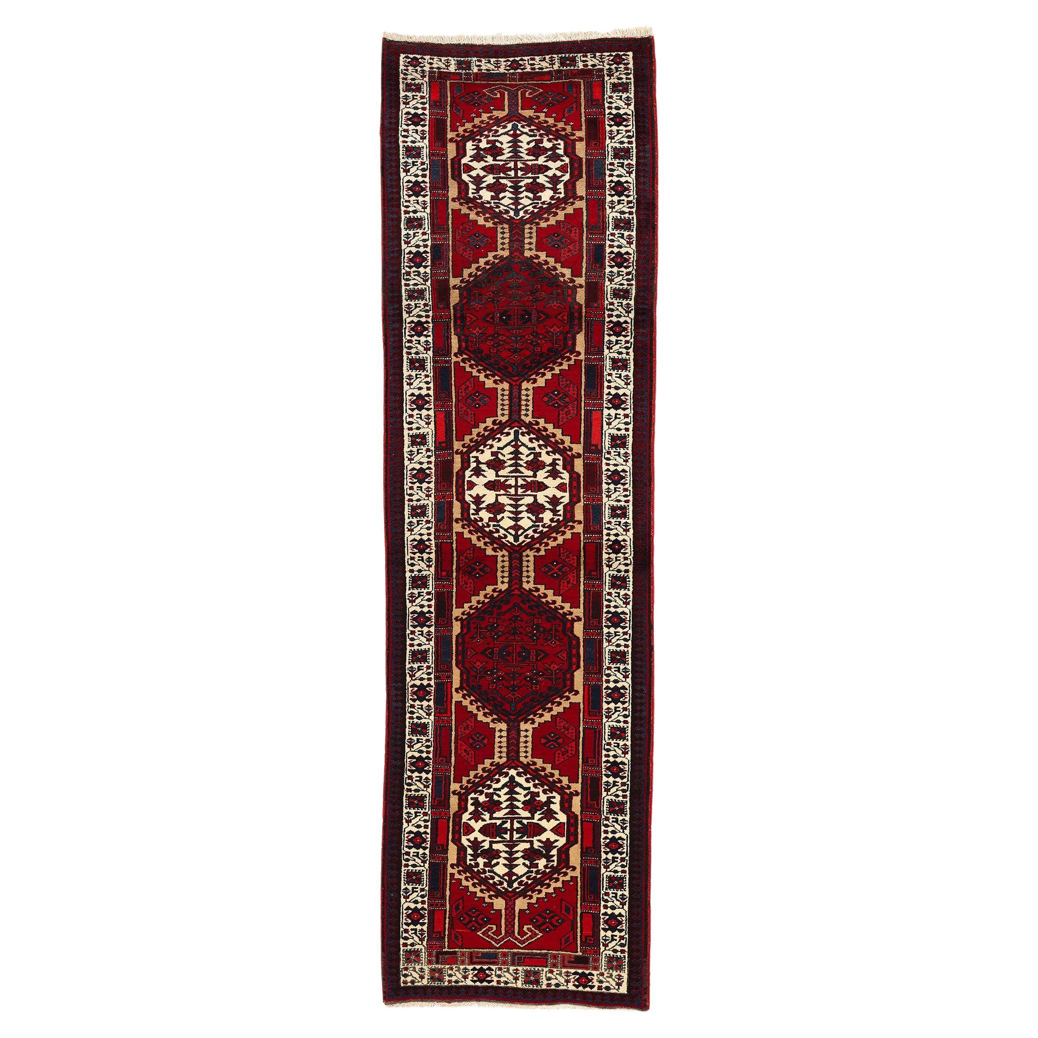 Vintage Persian Heriz Carpet Runner with Modern Style