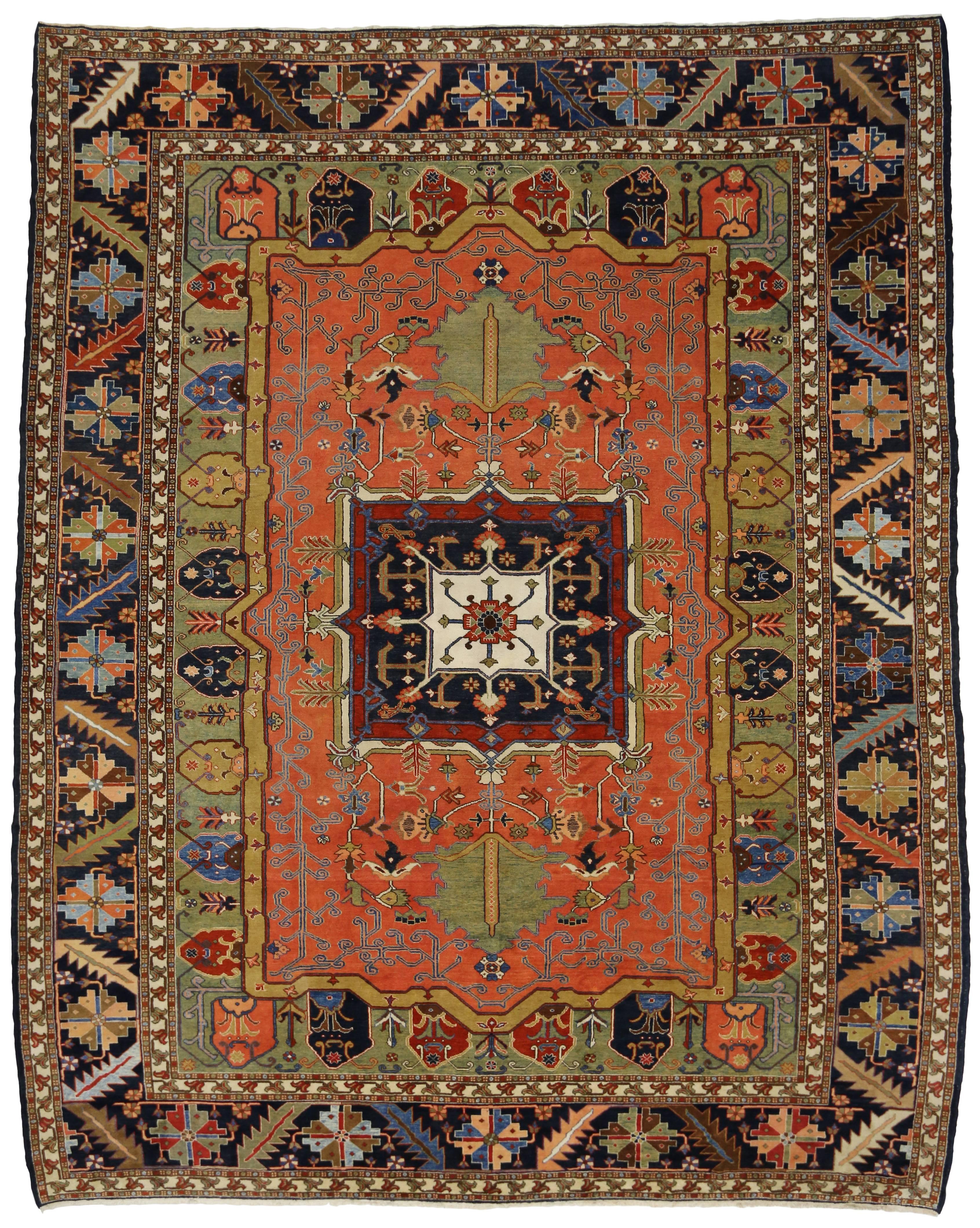 Wool Contemporary Persian Heriz Rug with Modern Style