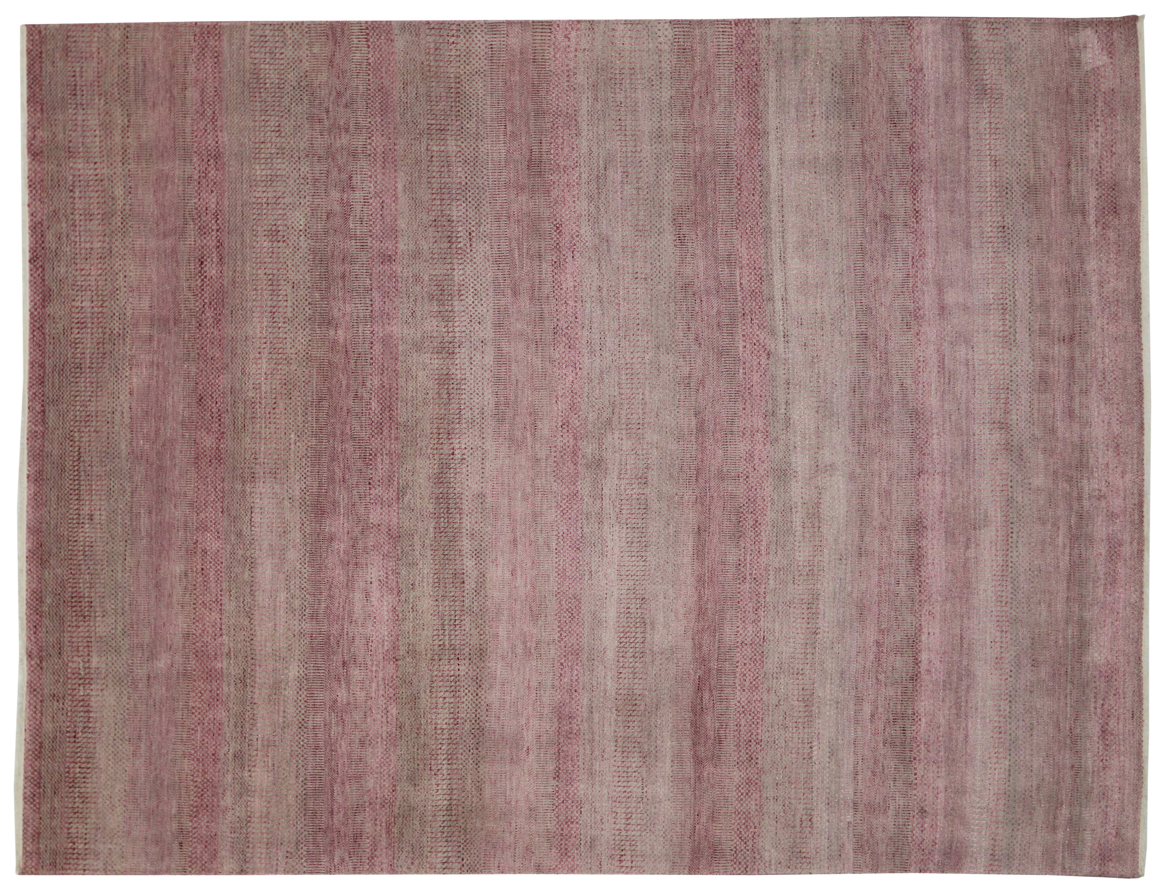 New Post-Modern Transitional Pink-Gray Area Rug with Contemporary Feminine Style In New Condition For Sale In Dallas, TX