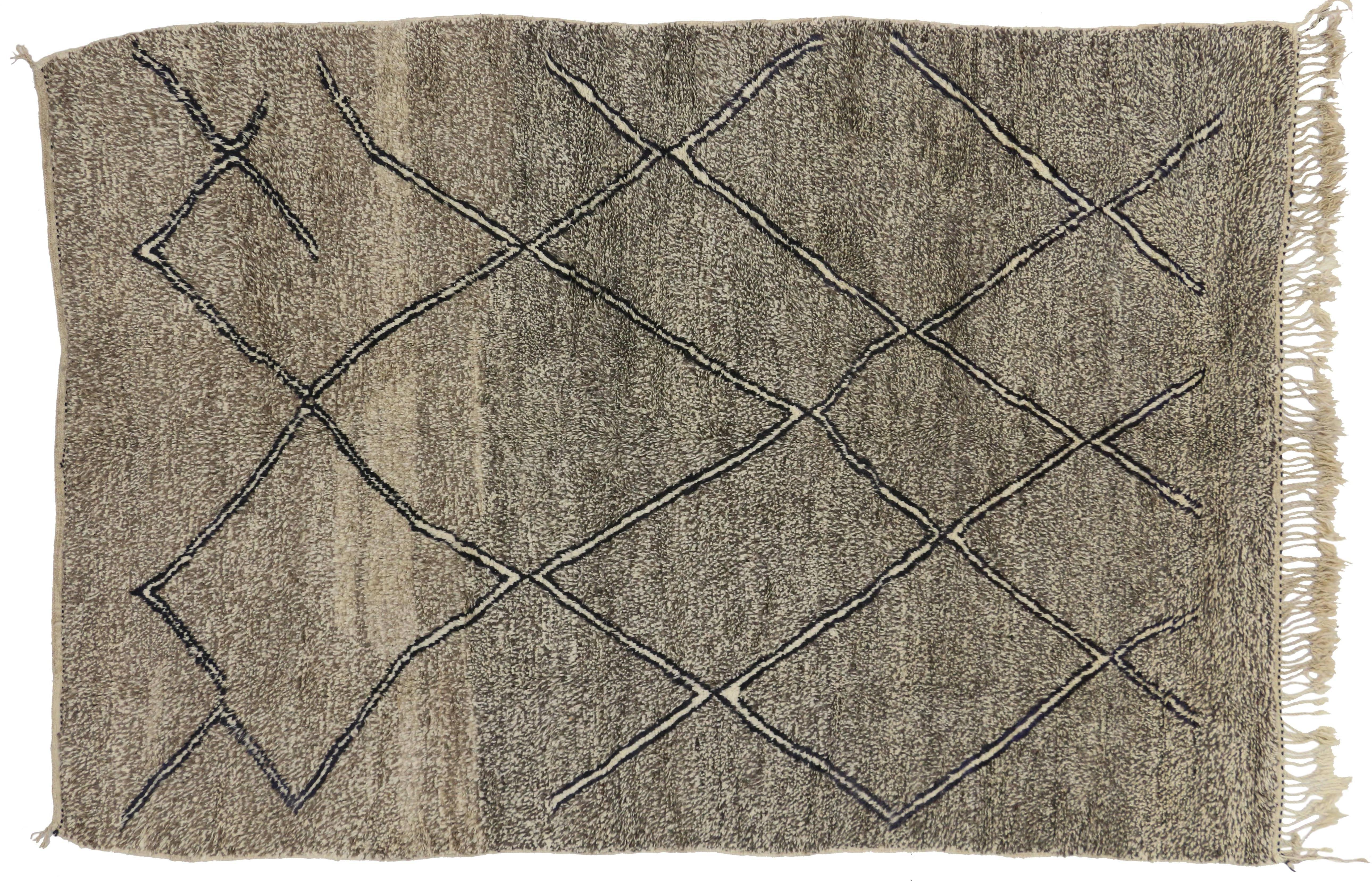 Taupe Berber Moroccan Rug with Modern Style 1
