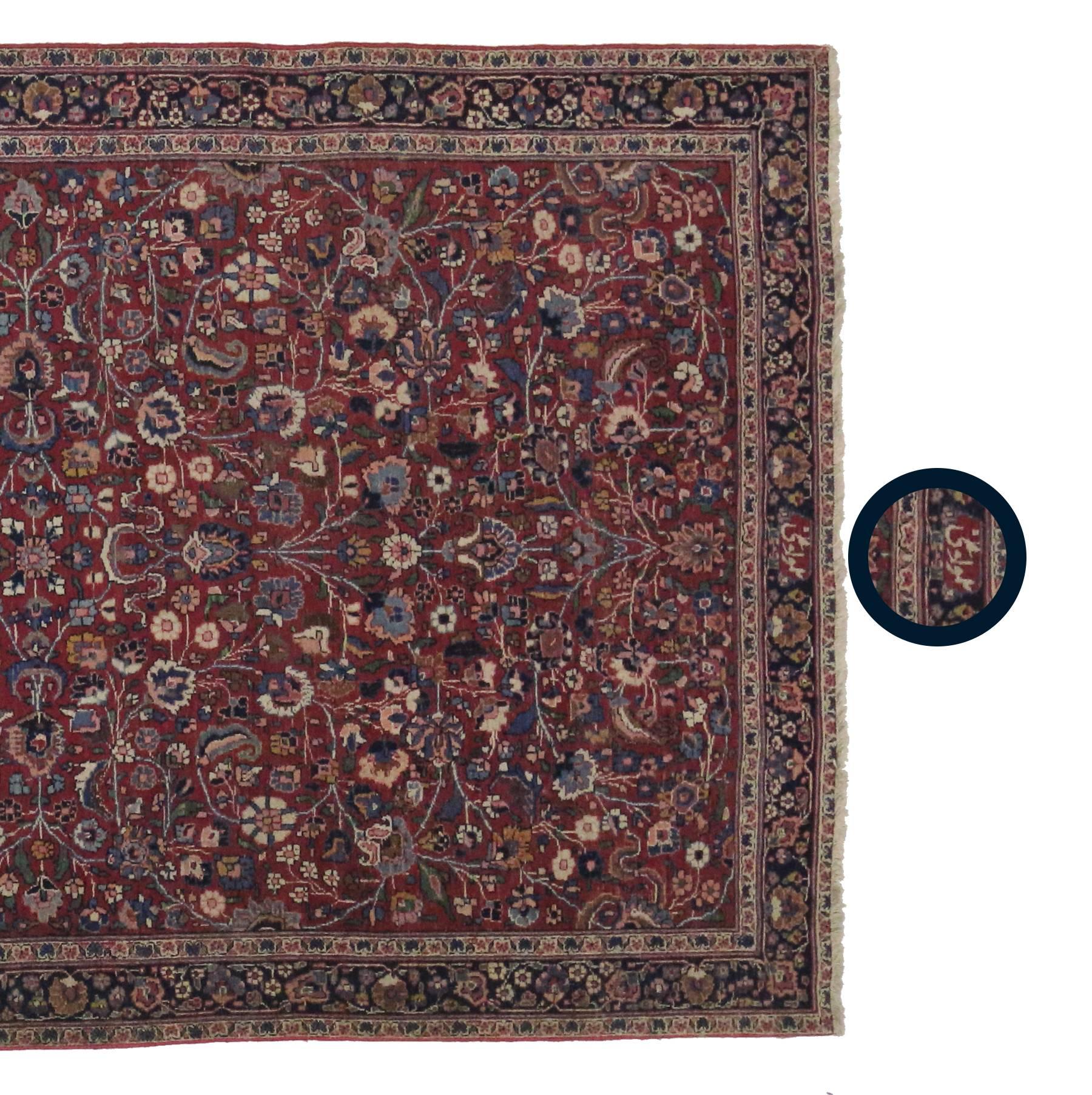 Antique Persian Mashhad Runner with Old World Style, Extra Long Hallway Runner For Sale 3