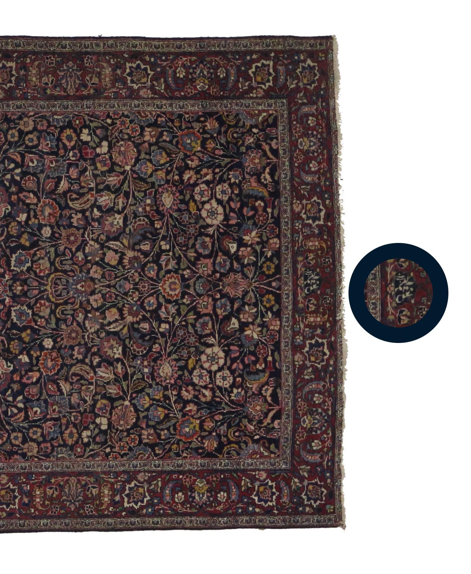 Antiker persischer Mashhad-Teppich, 05'07 X 21'04 im Angebot 2