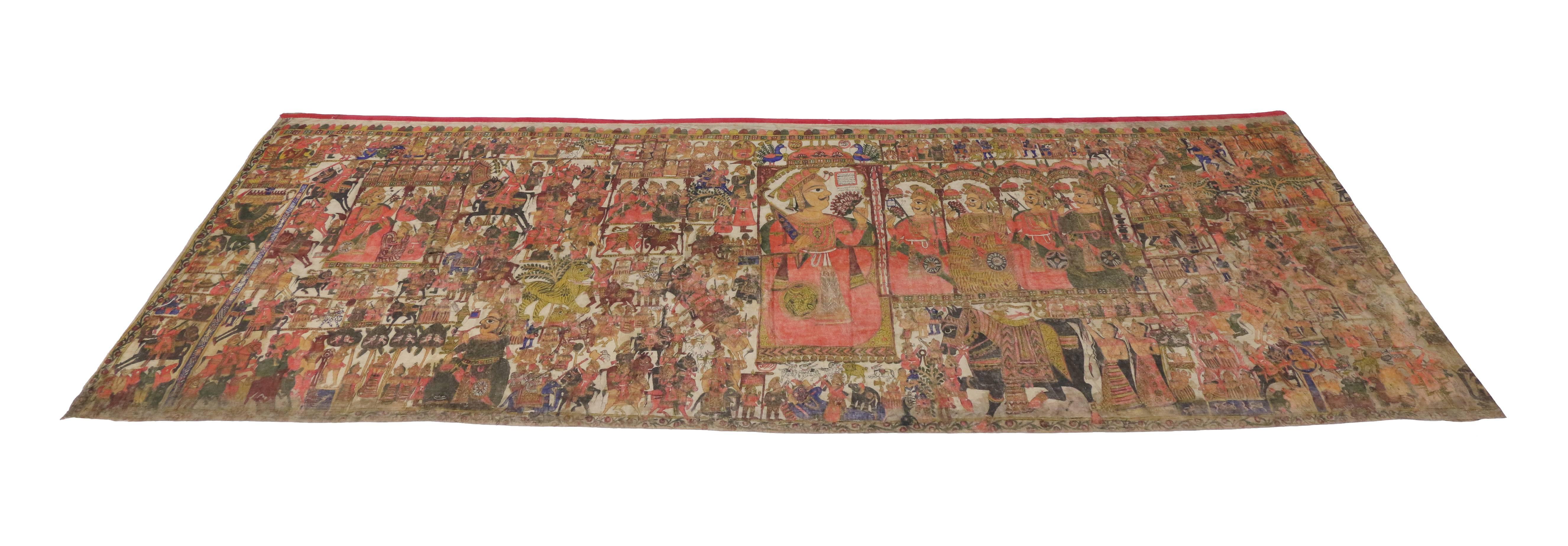 Antiker indischer mittelalterlicher Wandteppich aus dem 18. Jahrhundert nach der Schlacht von Karnal im Jahr 1739 im Angebot 6