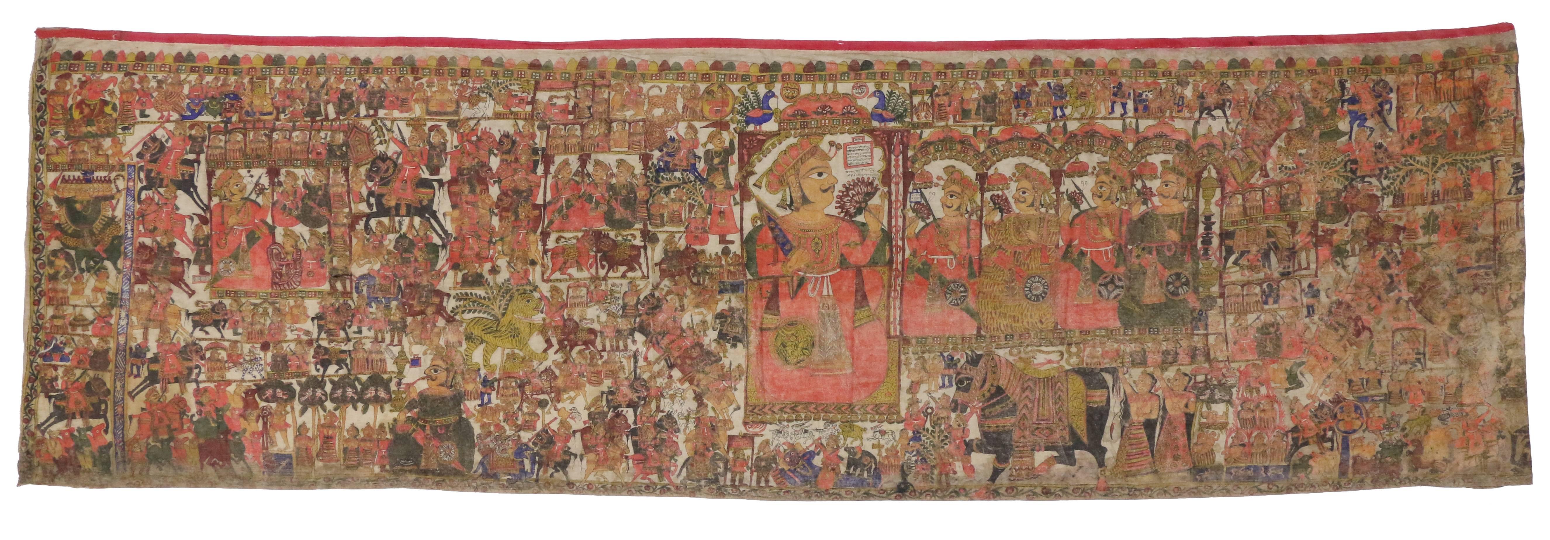 18th Century Antique Indian Medieval Tapestry after the Battle of Karnal in 1739 For Sale 1