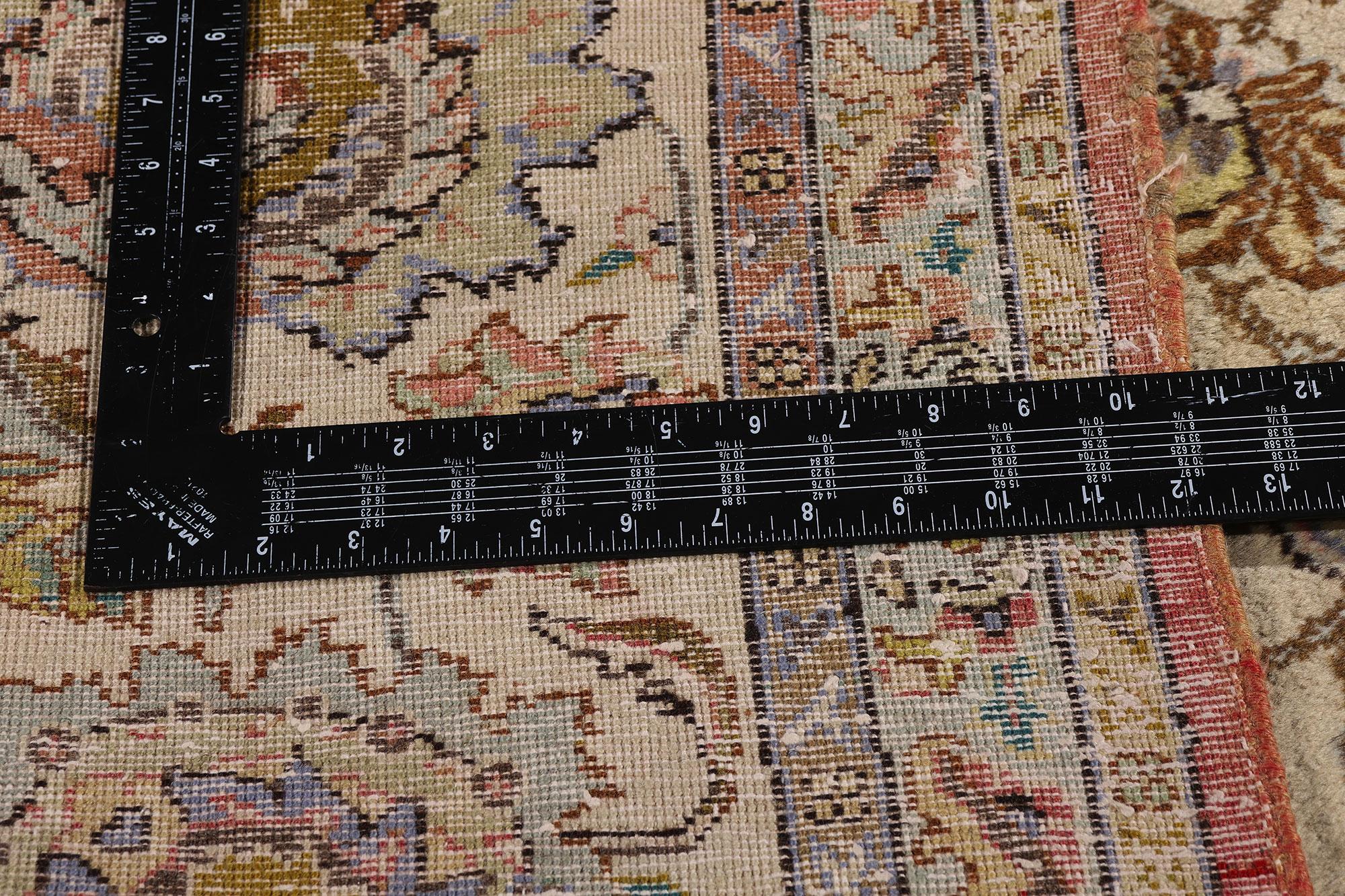 Lana Tappeto persiano d'epoca Tabriz con stile cottage provinciale francese in vendita