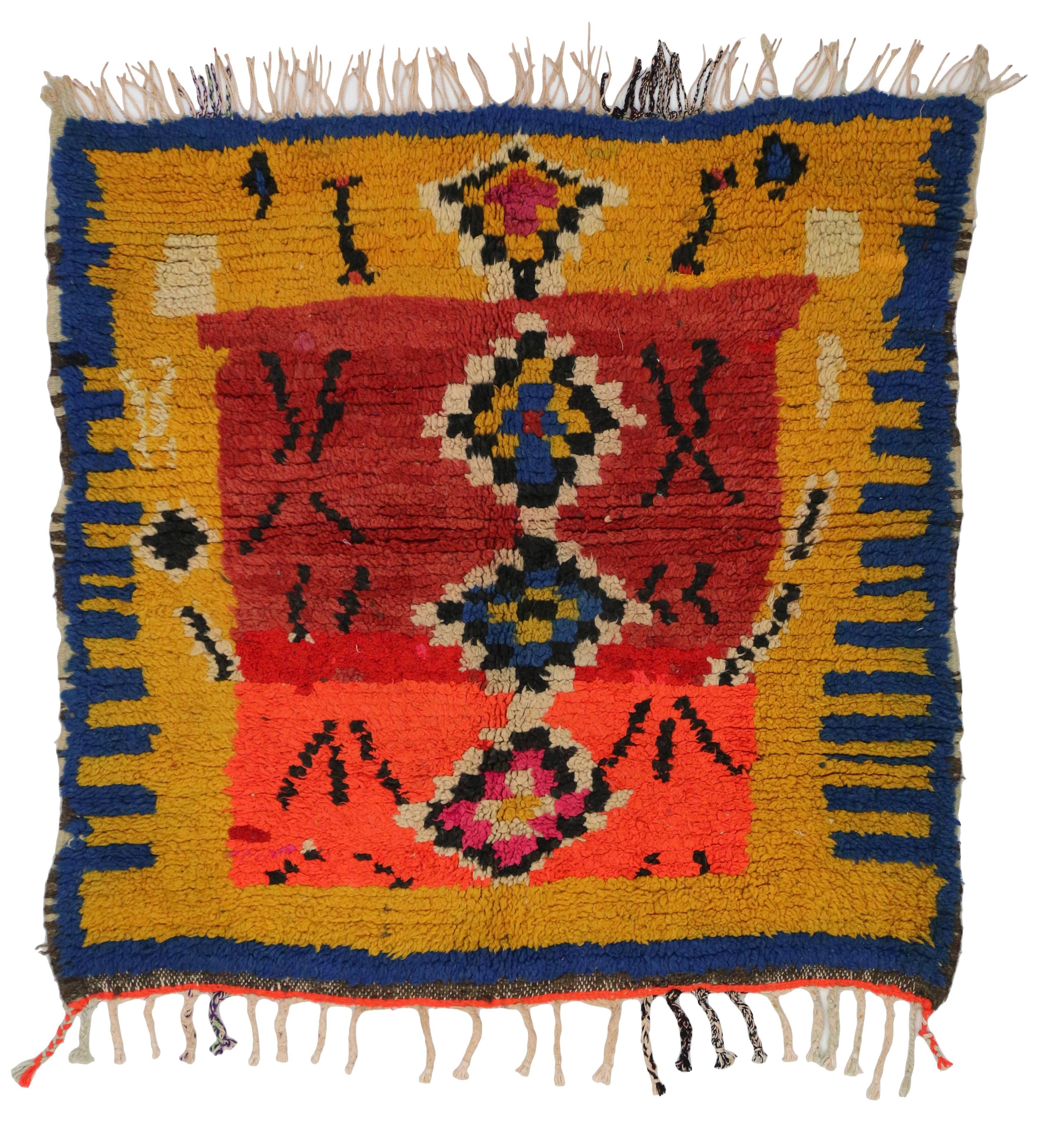 20th Century Vintage Berber Moroccan Rug with Tribal Design