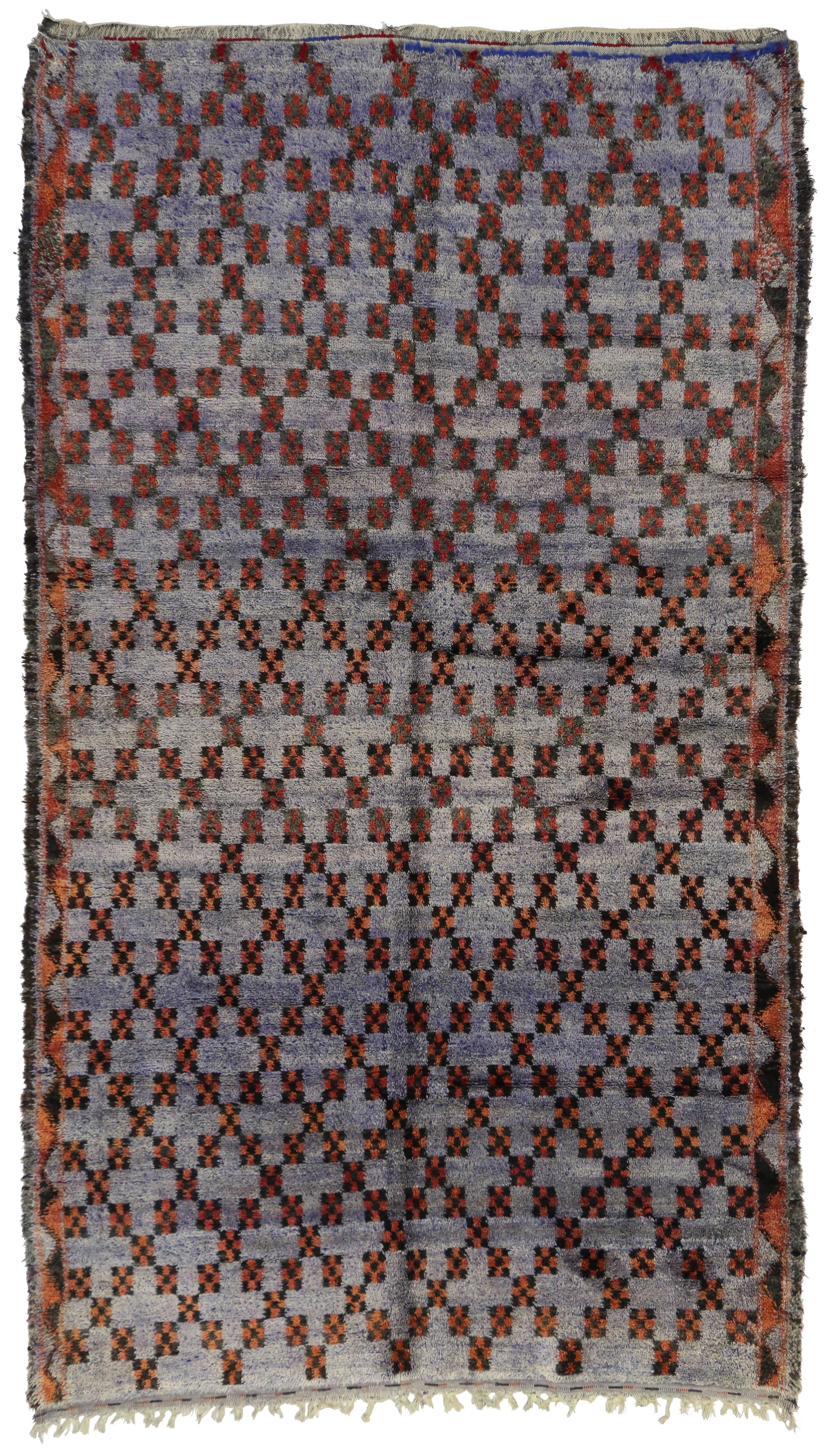 Wool Vintage Berber Moroccan Rug with Modern Style