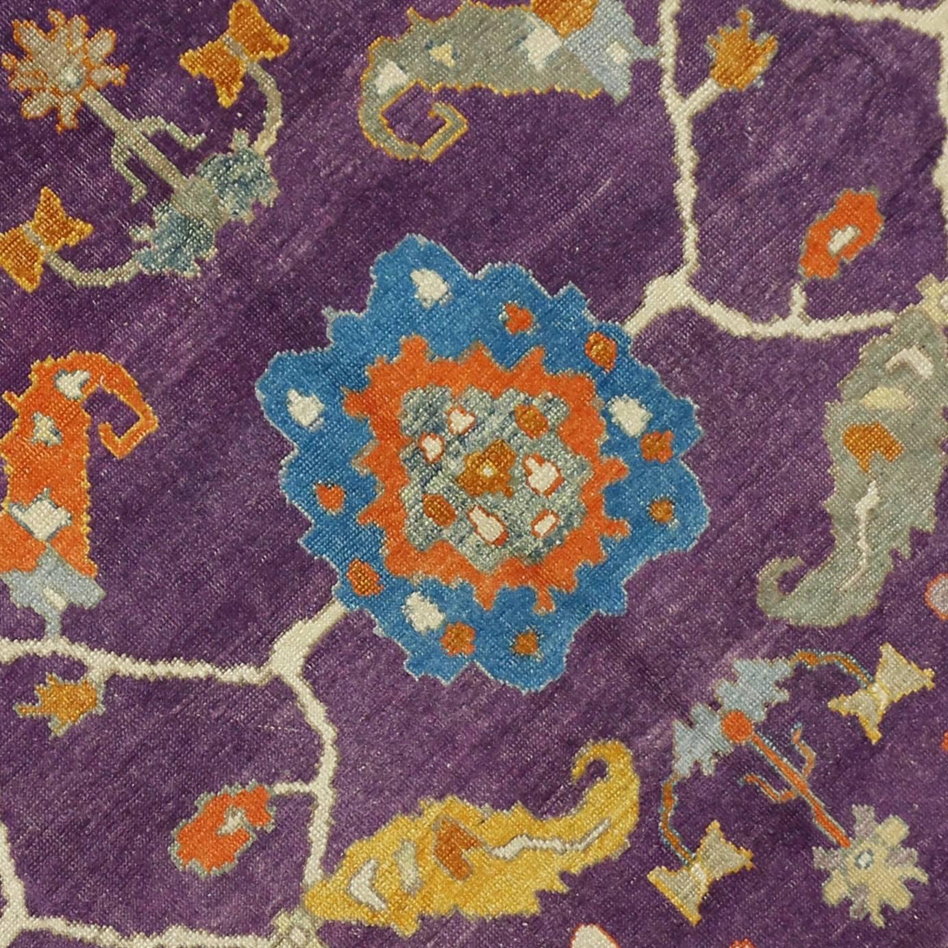 Contemporary Turkish Oushak Rug with Modern Style, Purple Oushak Area Rug In Excellent Condition In Dallas, TX