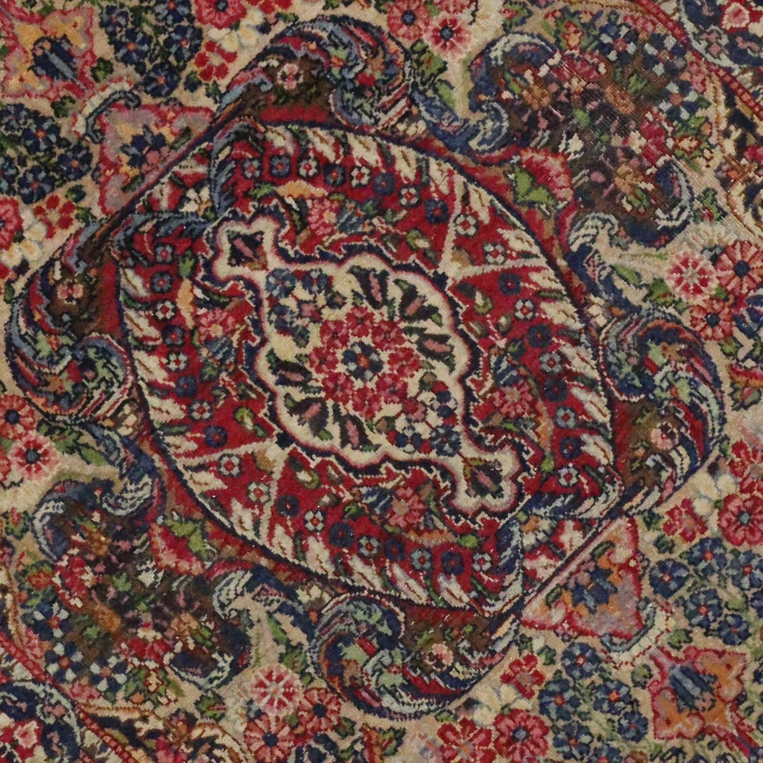 20th Century Antique Persian Kerman Rug with French Rococo Style, Small Persian Accent Rug