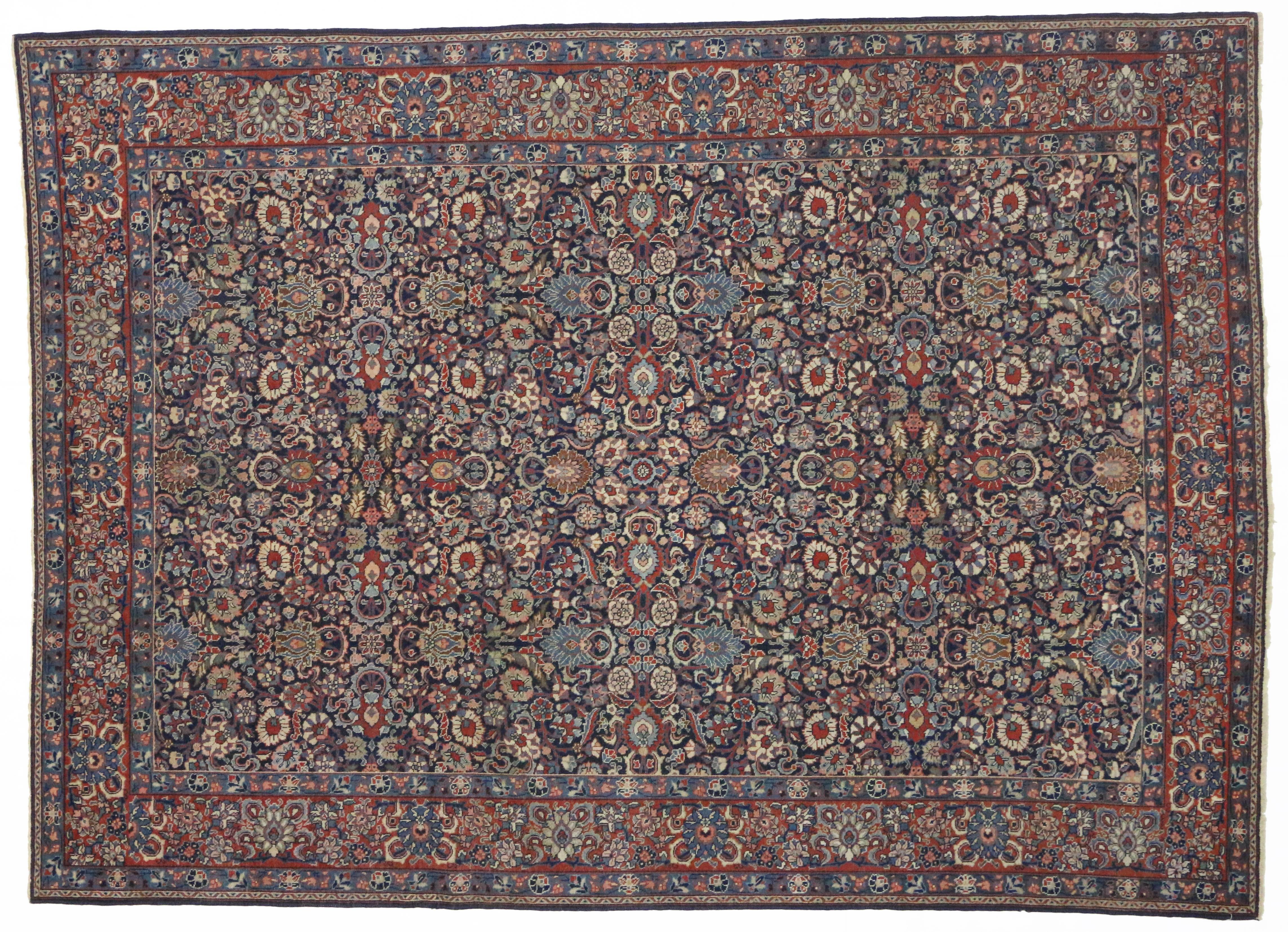 Antique Persian Tabriz Area Rug with Luxe Baroque Style For Sale 2