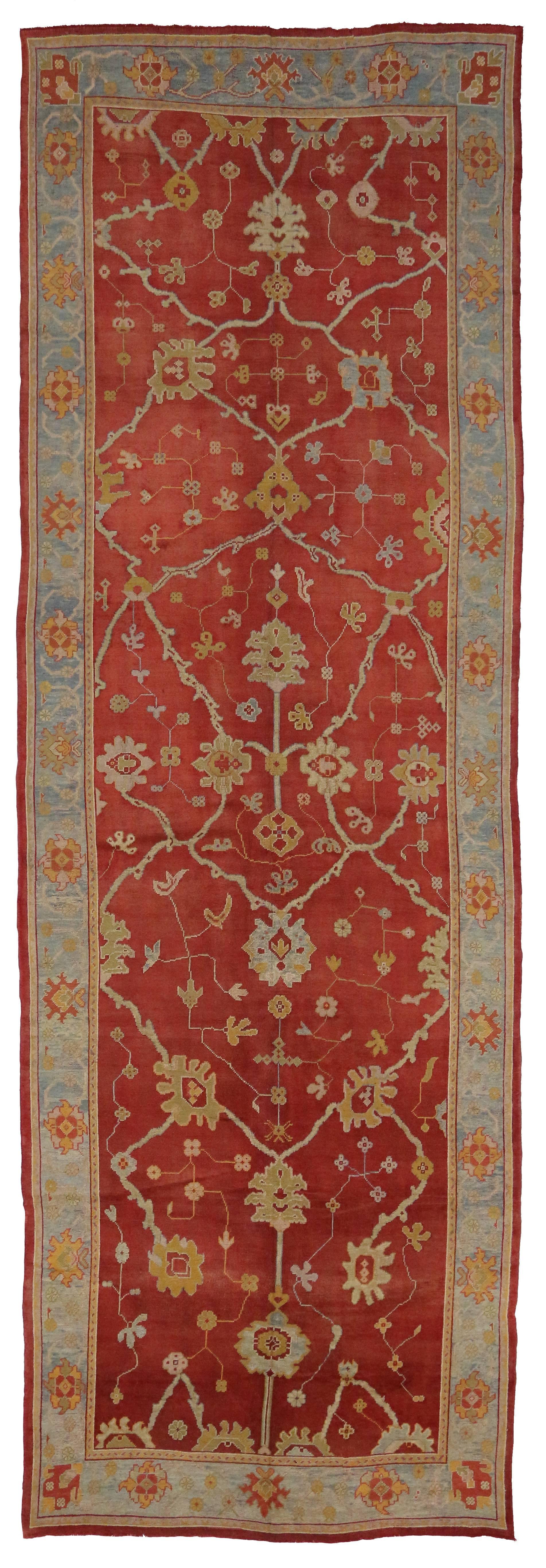 Antique Turkish Oushak Gallery Rug with Arts and Crafts Style For Sale 5