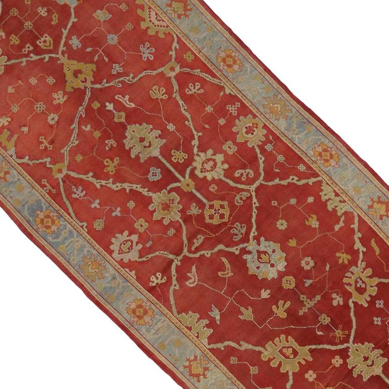 Antique Turkish Oushak Rug with Modern Design, Gallery Size For Sale at