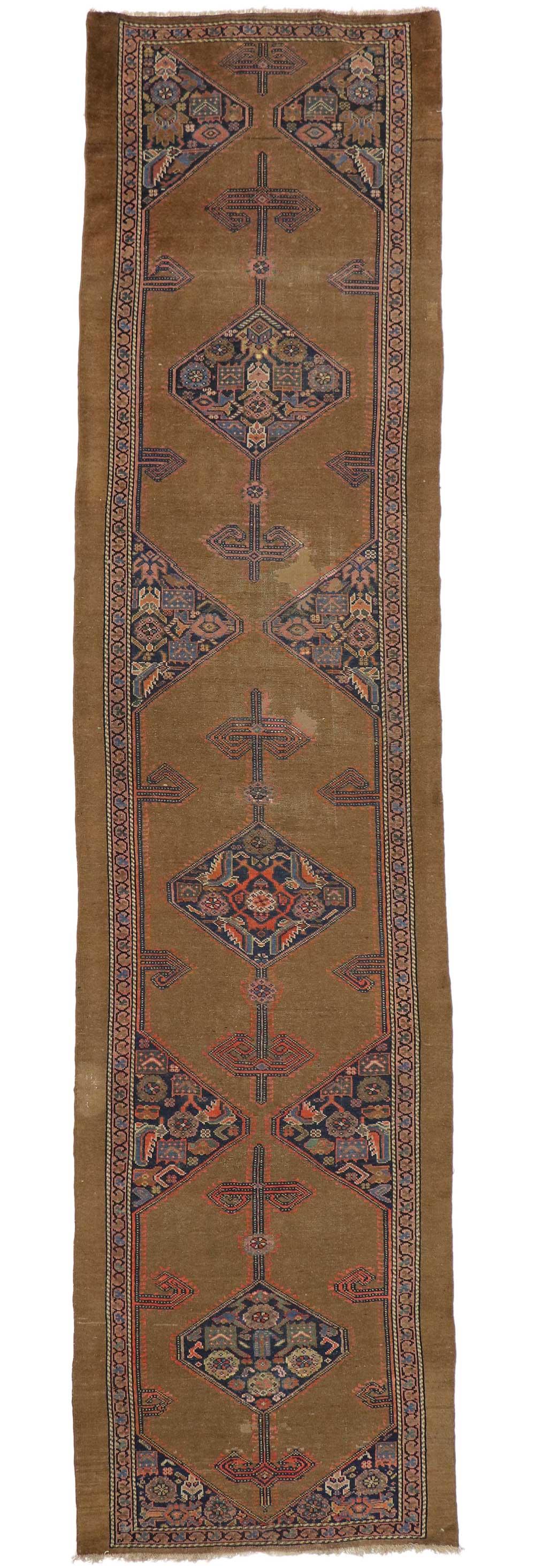 Distressed Antique Persian Malayer Runner For Sale 2