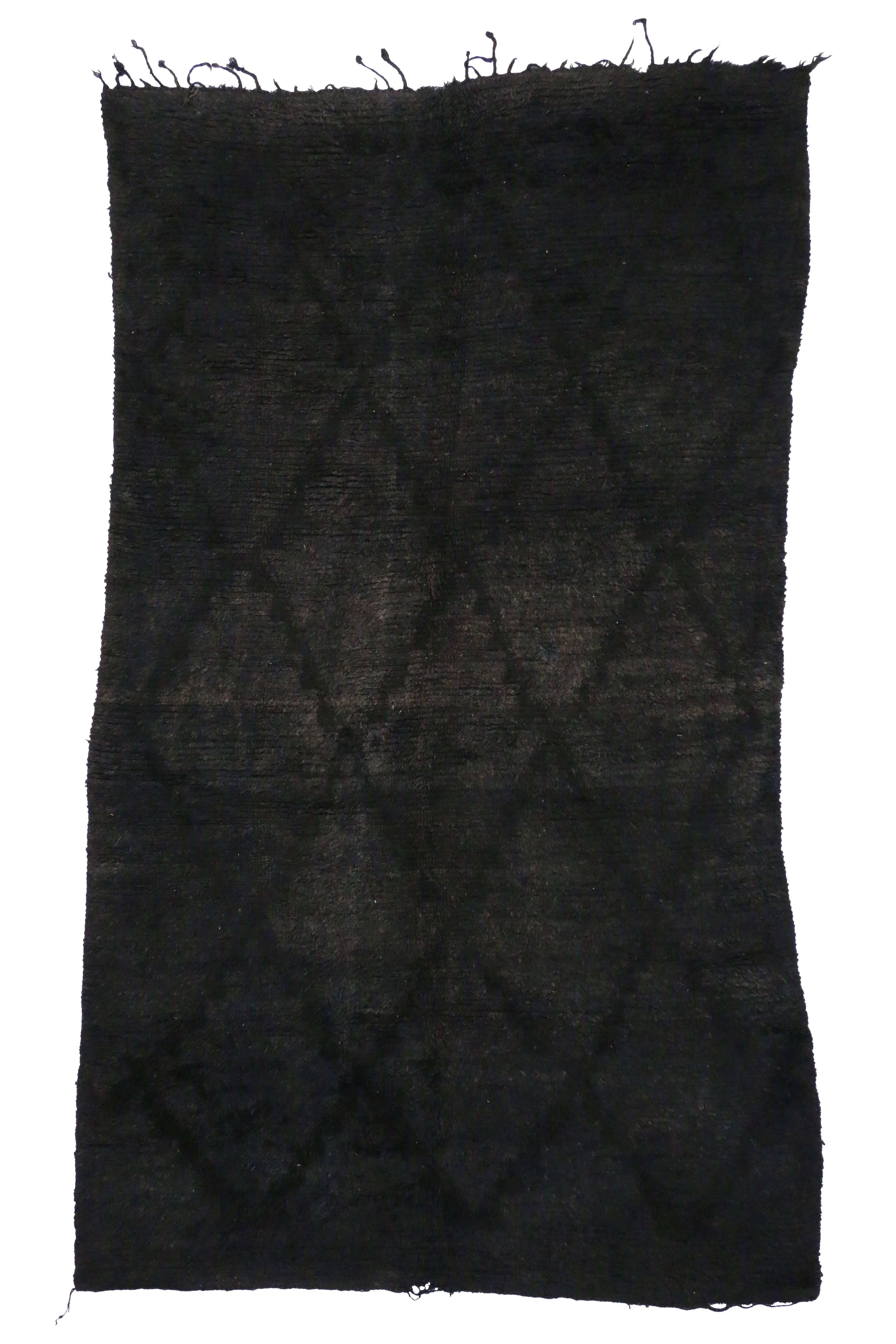 Charcoal Vintage Berber Moroccan Rug with Modern Style 1