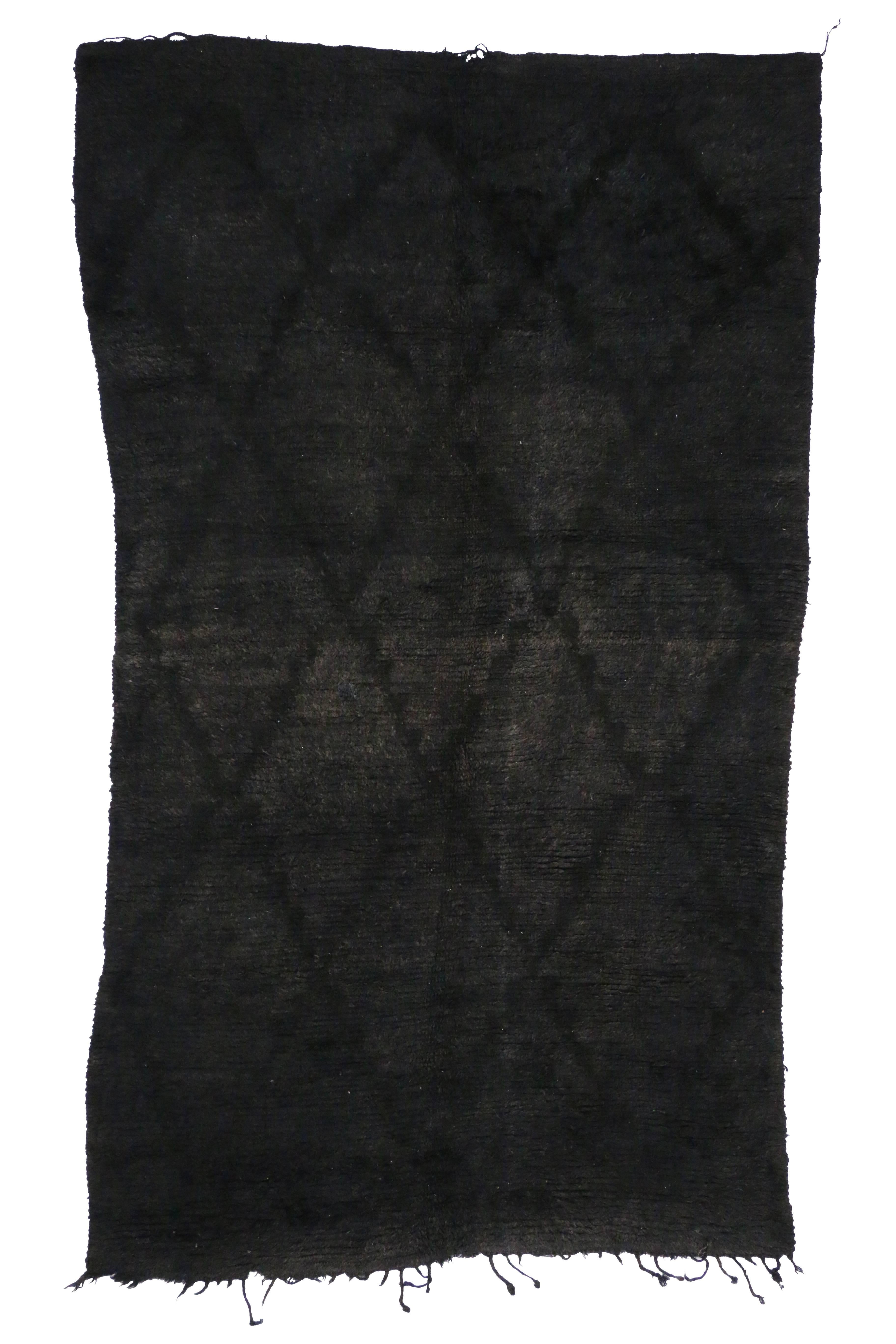 Charcoal Vintage Berber Moroccan Rug with Modern Style 2