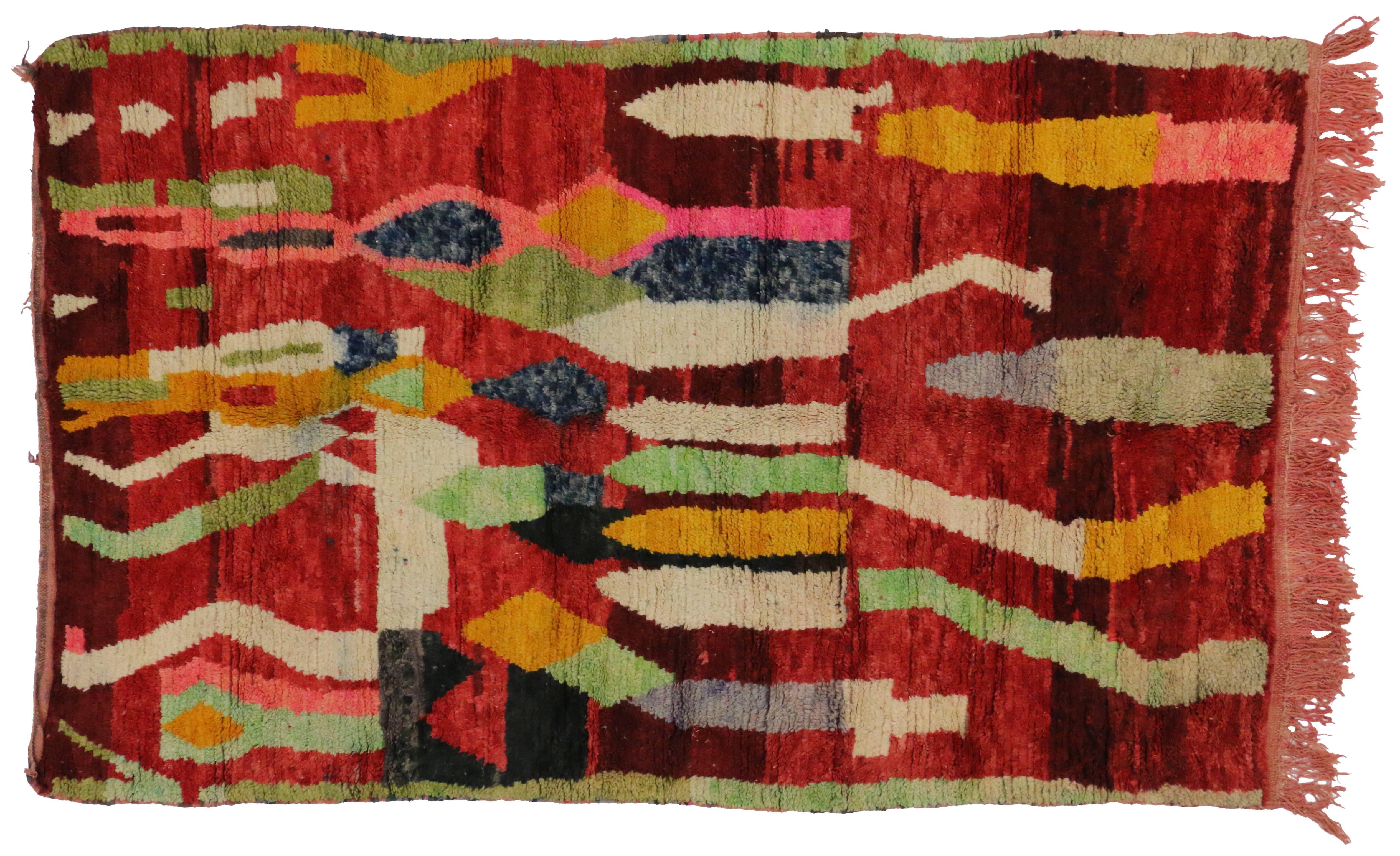 Contemporary Berber Moroccan Rehamna Rug with Postmodern Bauhaus Style For Sale