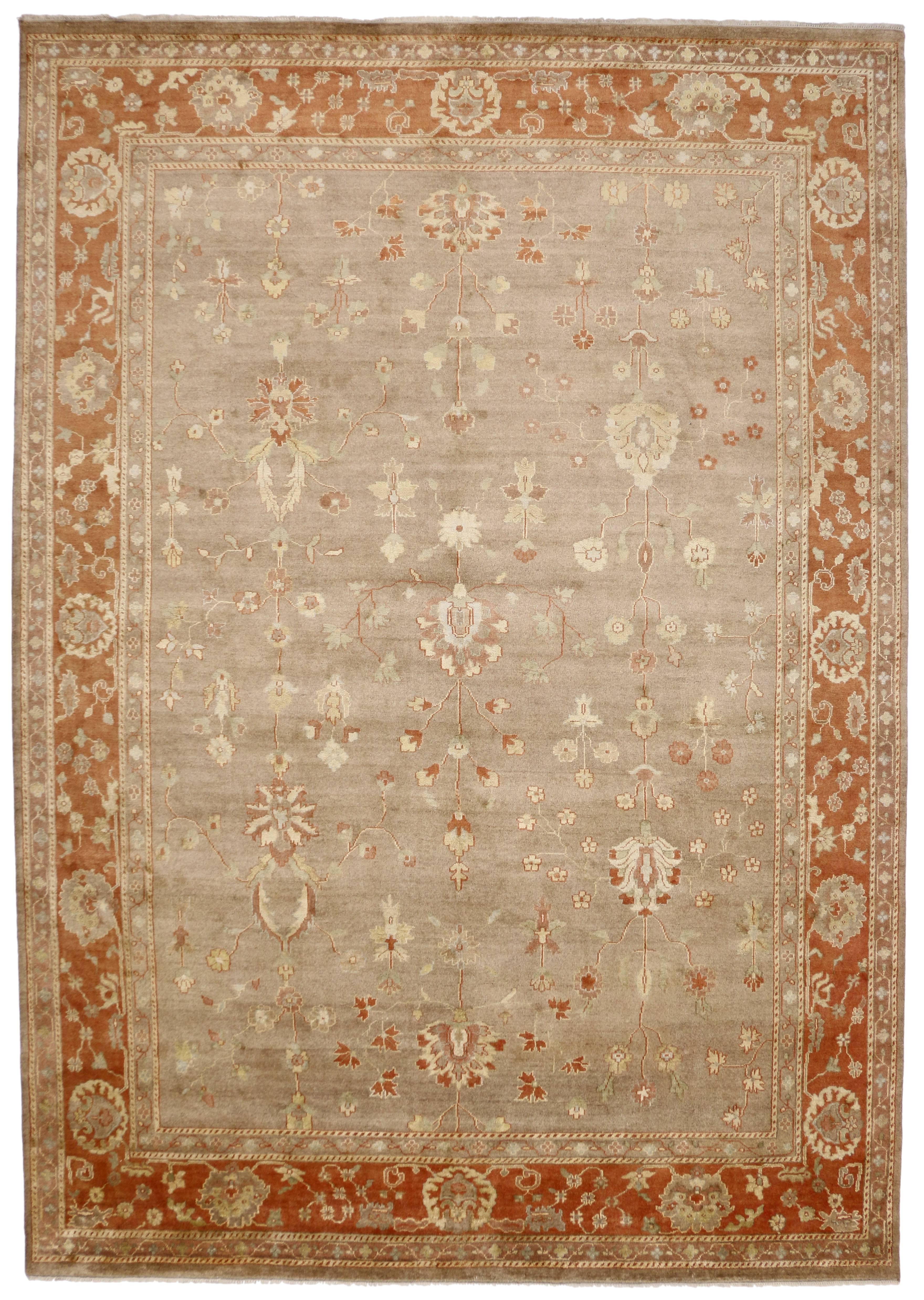 Wool Modern Rustic Oushak Style Rug with Traditional Style