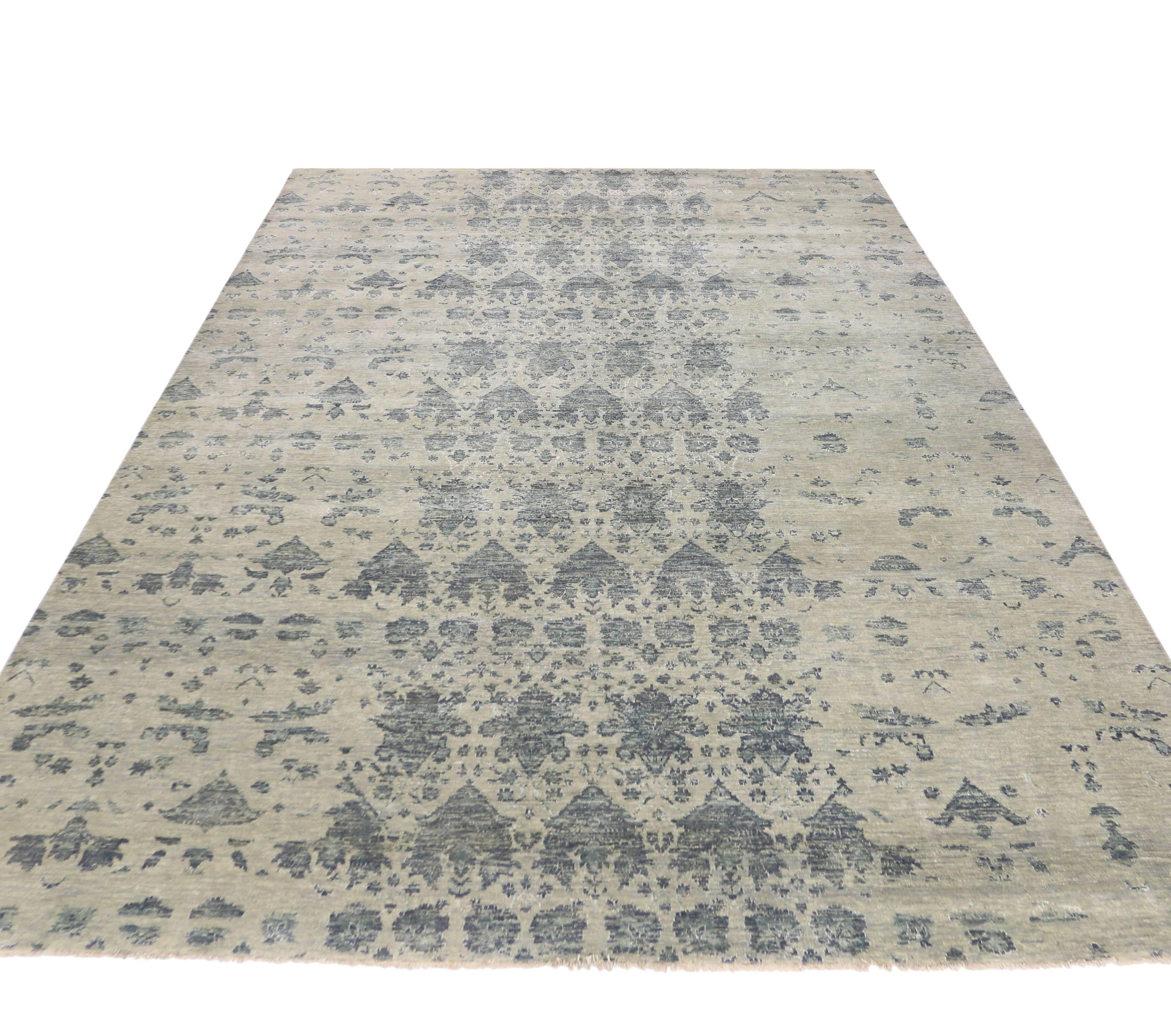 Wool Contemporary Modern Gray Rug with Transitional Style