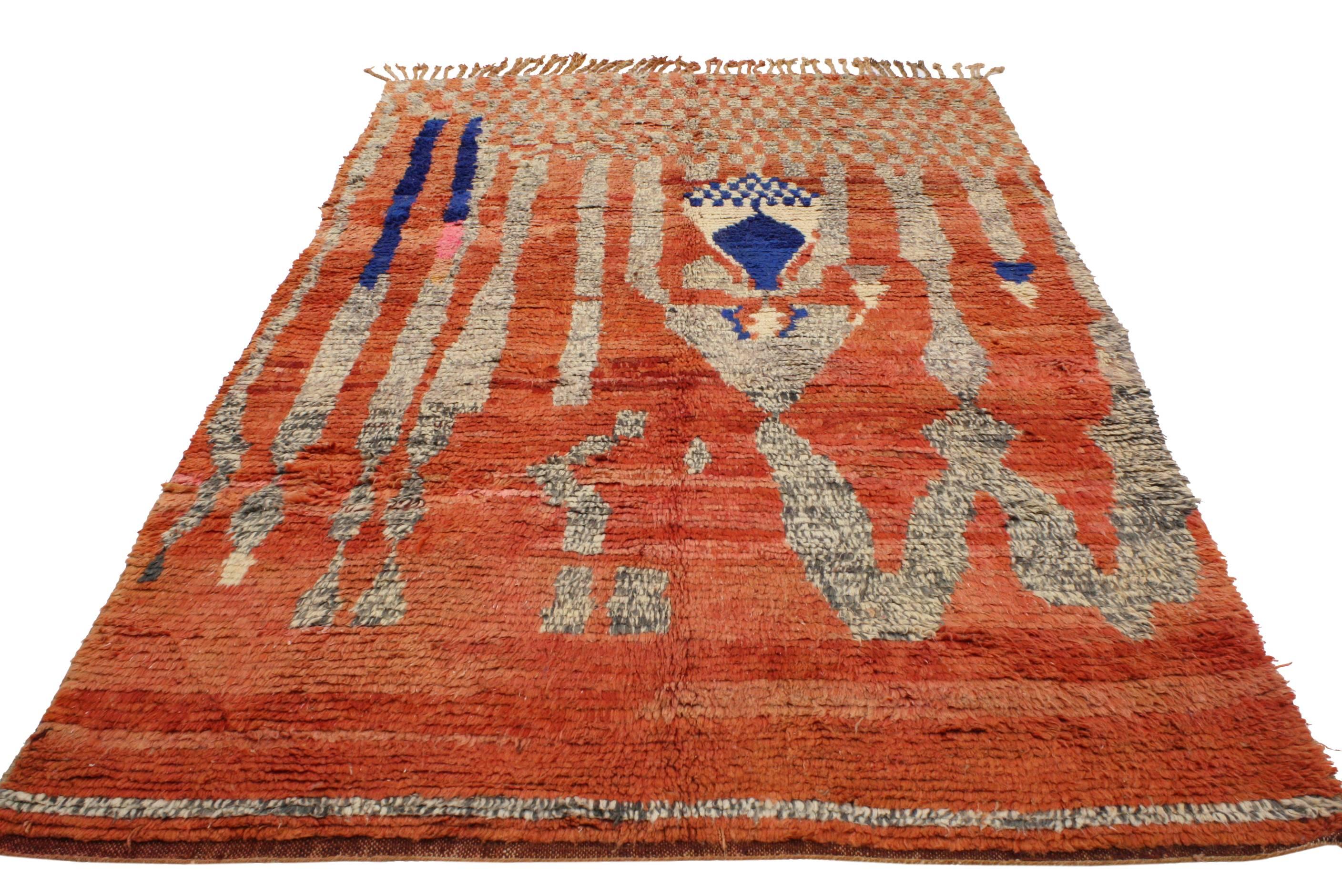 Modern Vintage Berber Moroccan Rug with Abstract Tribal Design