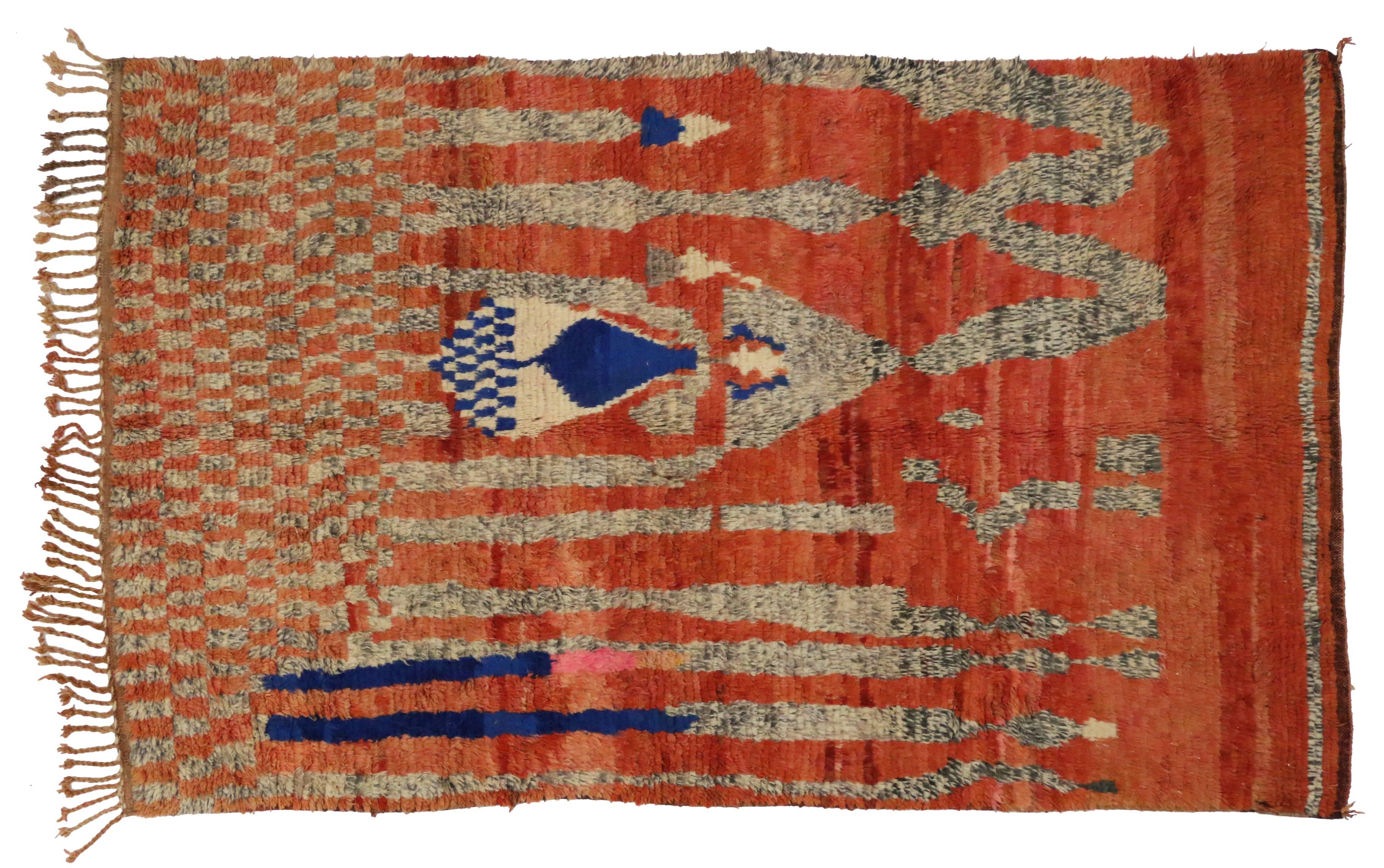 Wool Vintage Berber Moroccan Rug with Abstract Tribal Design