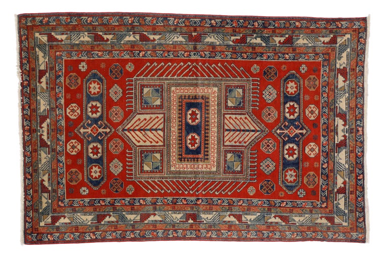 Antique Yerevan Rug with Modern Tribal Style, Russian Armenian Rug For