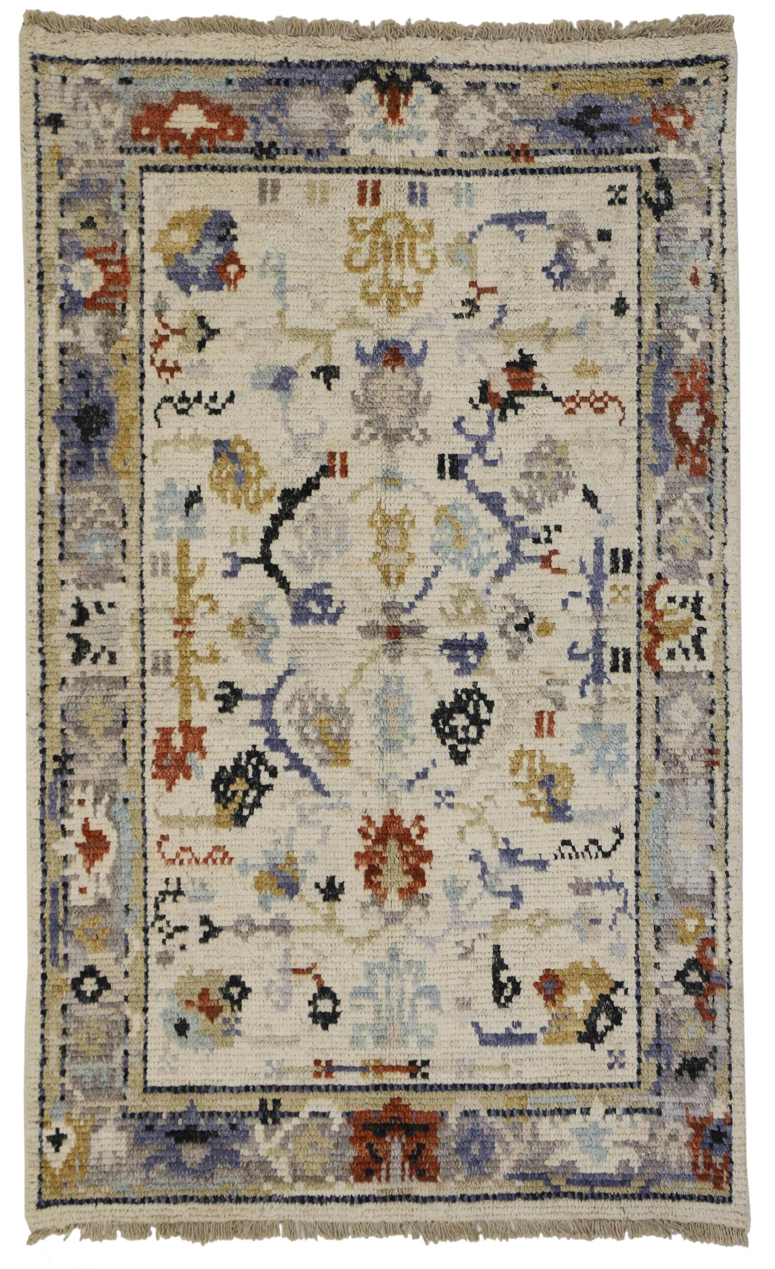 New Contemporary Transitional Oushak Accent Rug with Federal Style In New Condition In Dallas, TX