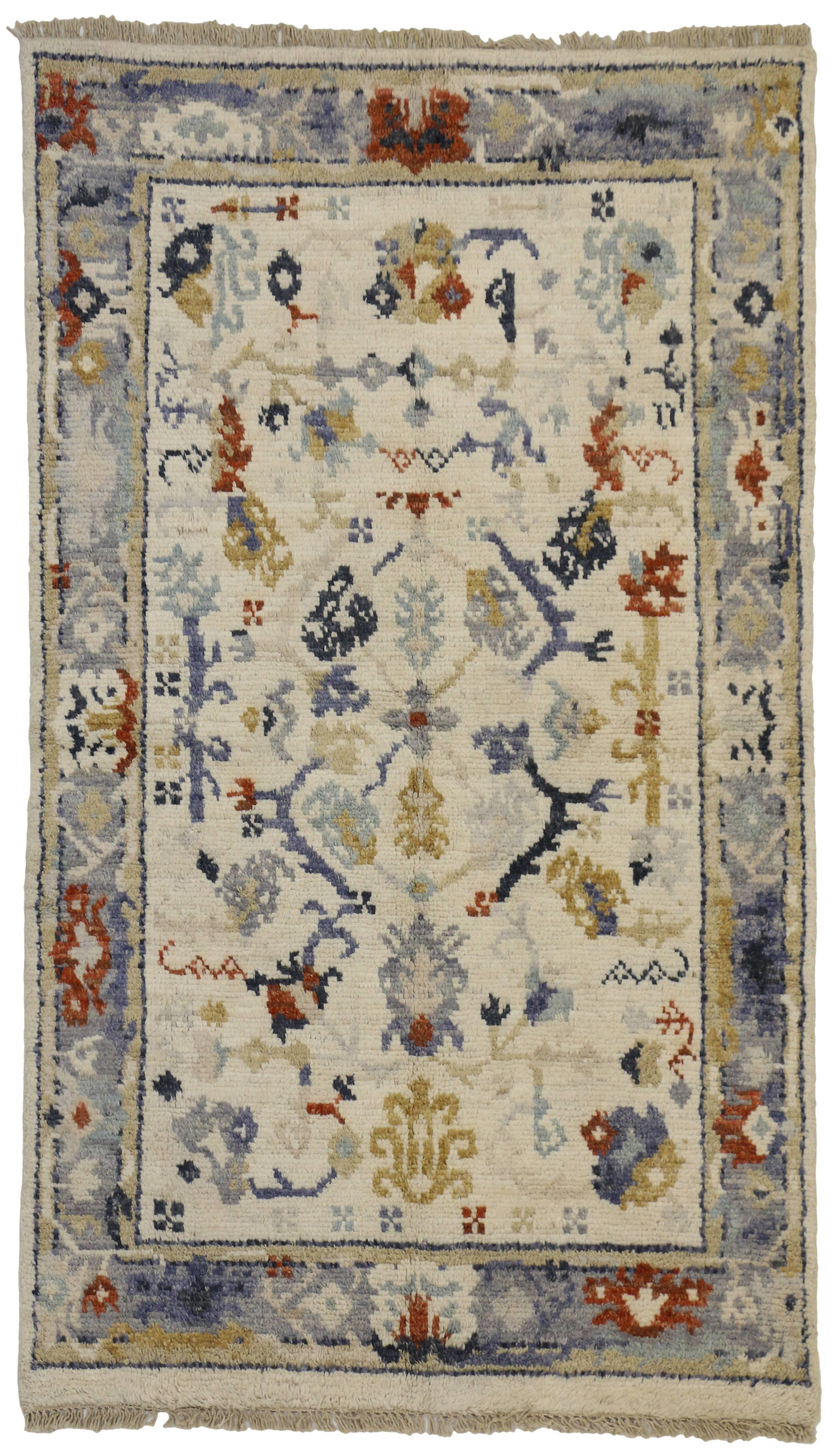 New Contemporary Transitional Oushak Accent Rug with Federal Style For Sale 2