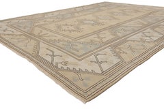 The Quiet Dominion: A Vintage Turkish Oushak Masterpiece of Tribal Elegance