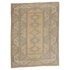 The Quiet Dominion: A Vintage Turkish Oushak Masterpiece of Tribal Elegance