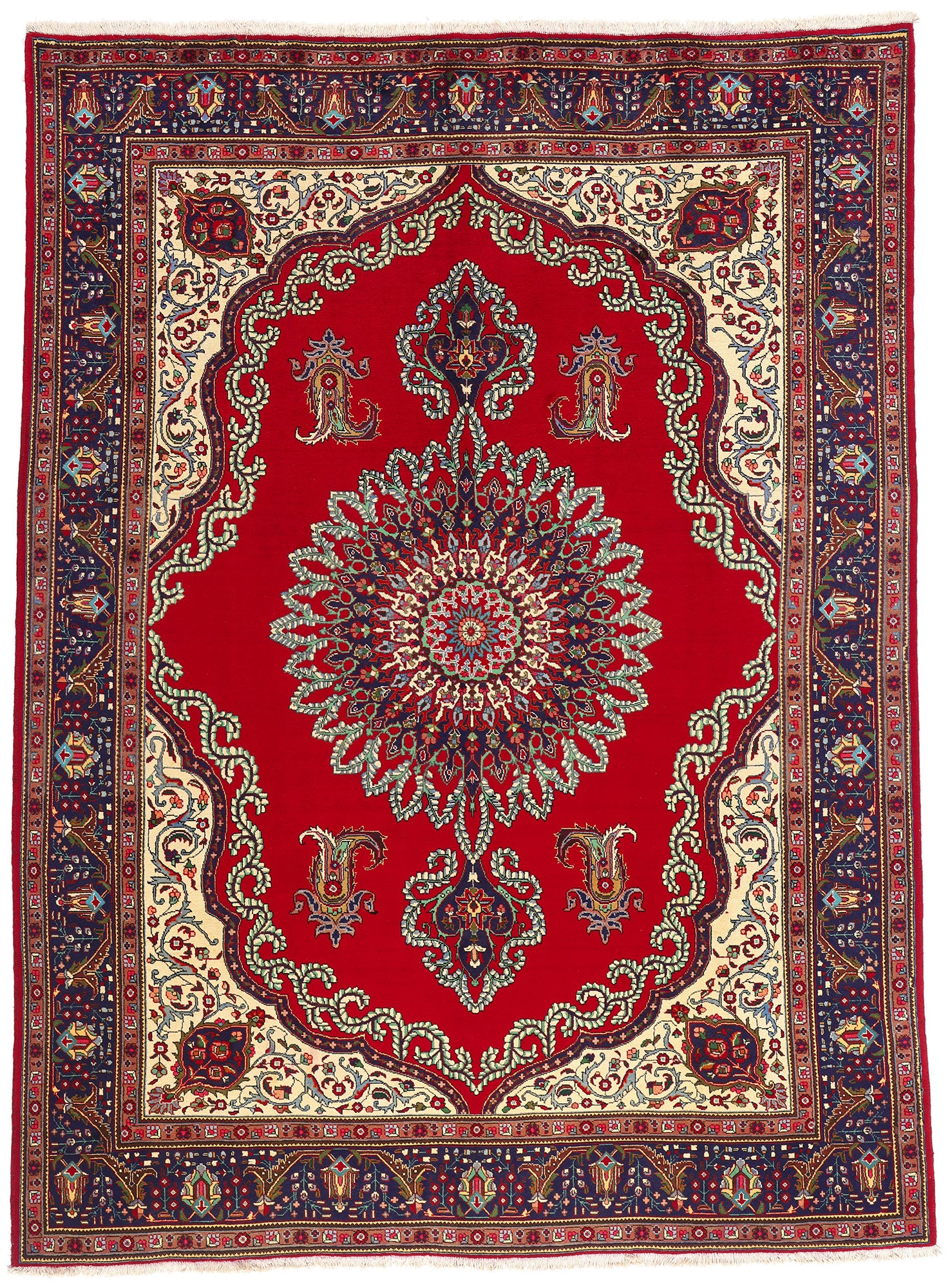Tapis persan vintage de Tabriz avec style jacobéen royal