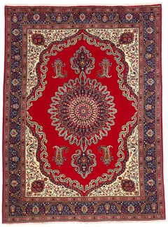 Tapis persan vintage de Tabriz avec style jacobéen royal
