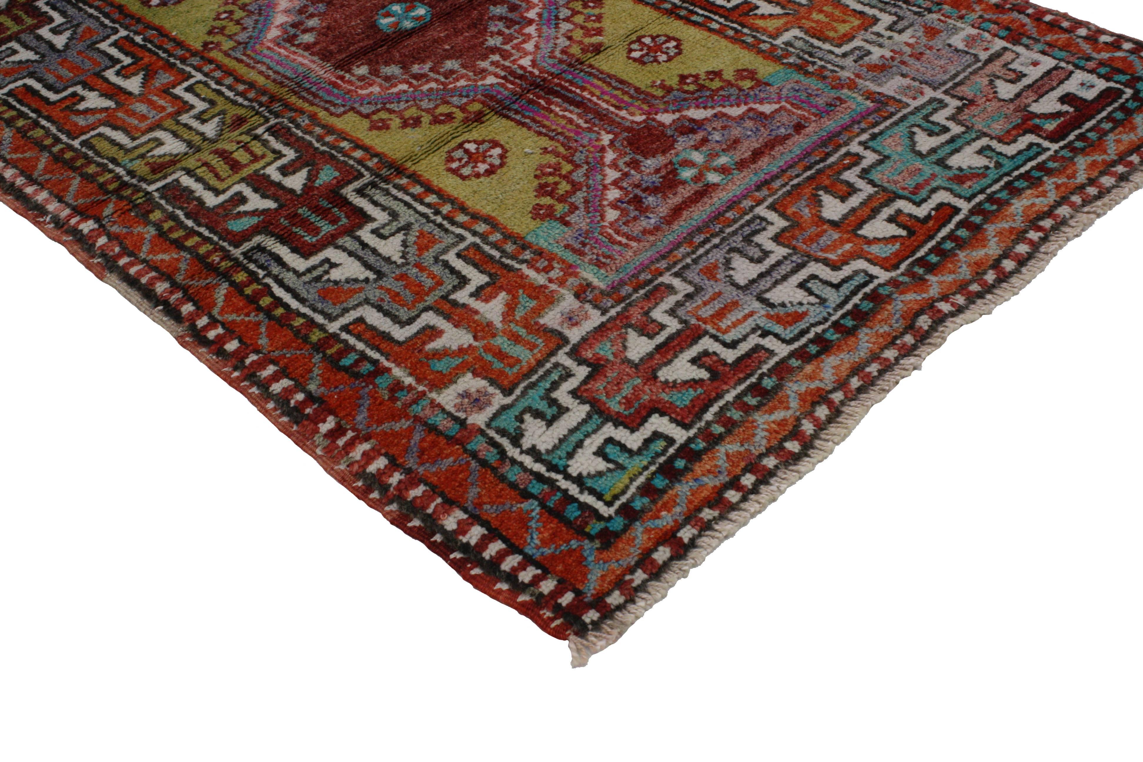 Hand-Knotted Vintage Turkish Oushak Throw Rug, Anatolian Yuntdag Rug For Sale