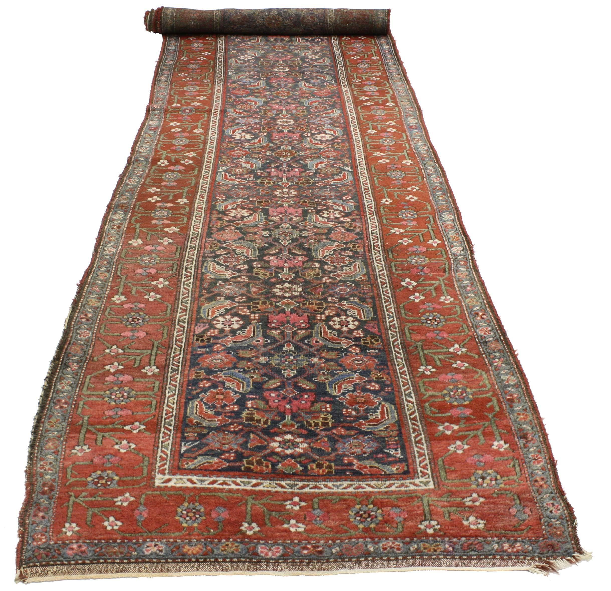 Hand-Knotted Antique Malayer Persian Runner with Modern Traditional Style For Sale